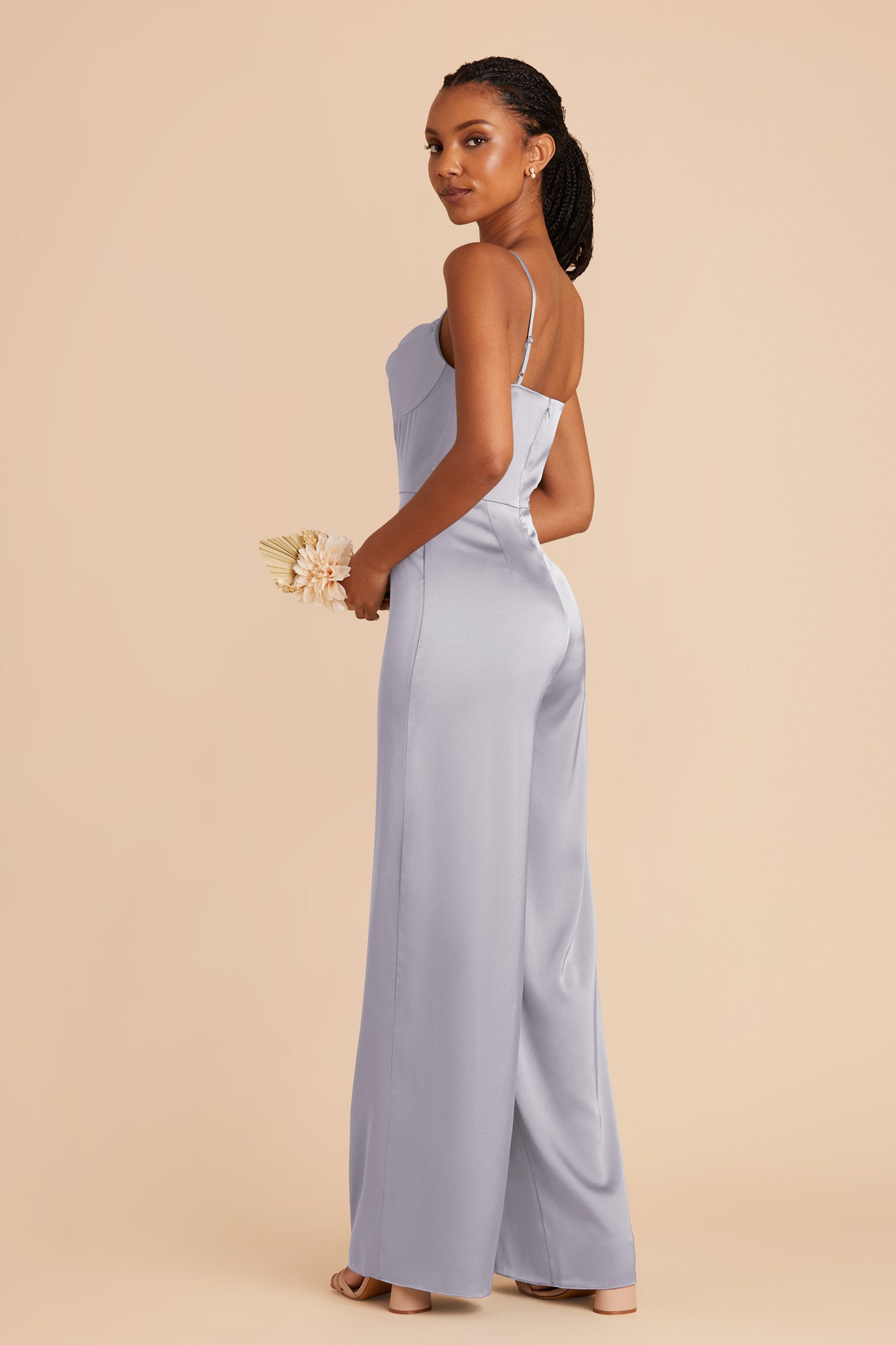 Periwinkle Blue Donna Matte Satin Bridesmaid Jumpsuit by Birdy Grey