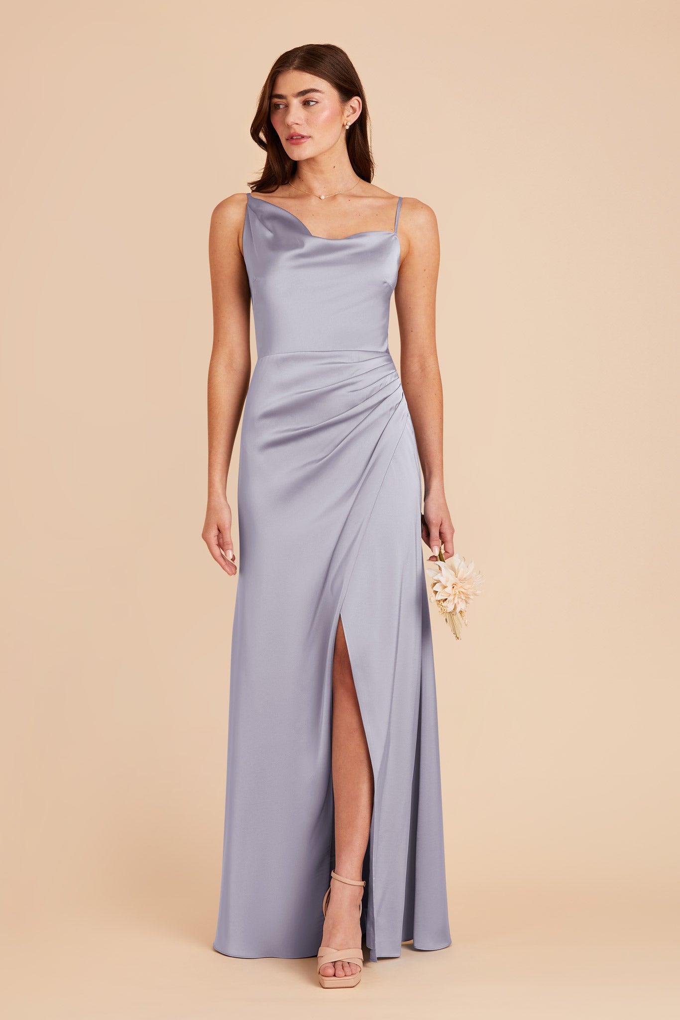 Periwinkle Blue Jennifer Matte Satin Dress by Birdy Grey