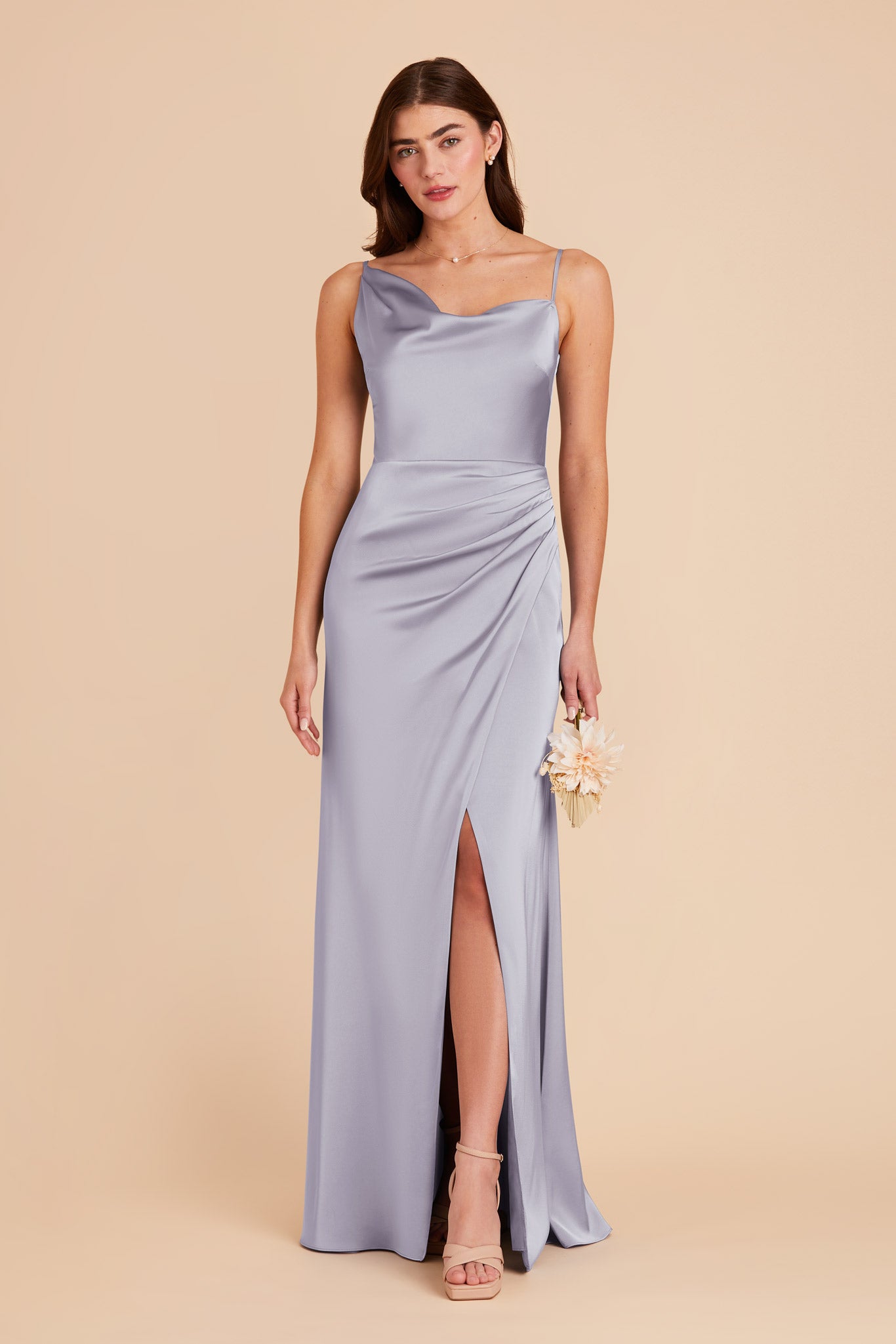 Periwinkle Blue Jennifer Matte Satin Dress by Birdy Grey