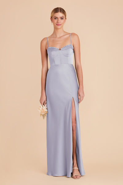 Periwinkle Blue Jessica Matte Satin Dress by Birdy Grey