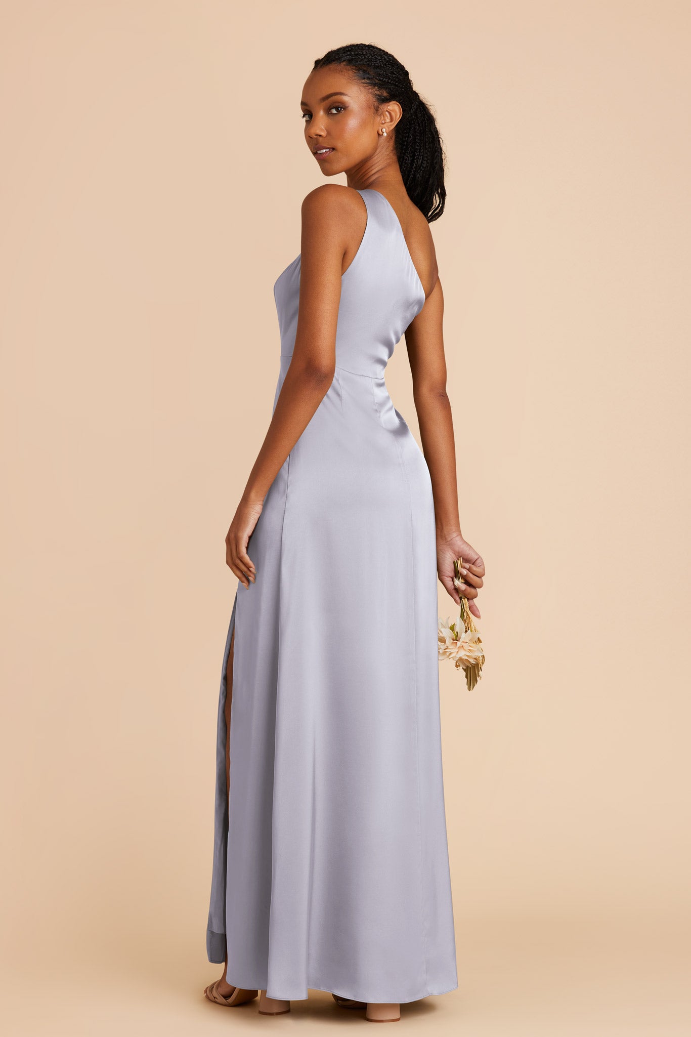 Periwinkle Blue Kira Matte Satin Dress by Birdy Grey