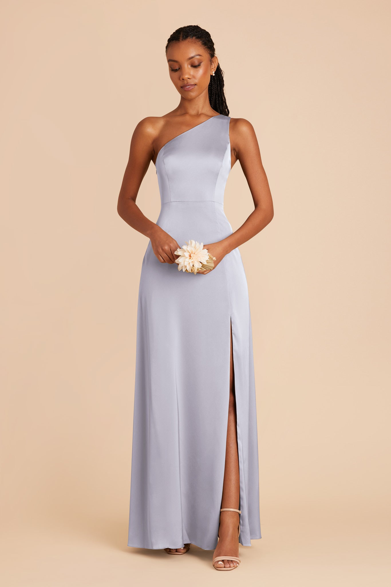 Periwinkle Blue Kira Matte Satin Dress by Birdy Grey