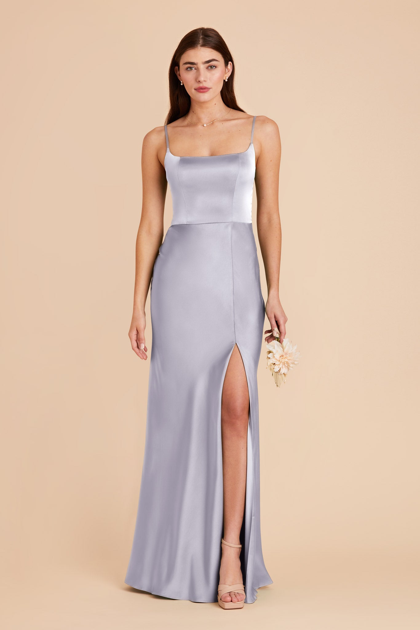 Periwinkle Blue Mai Matte Satin Dress by Birdy Grey