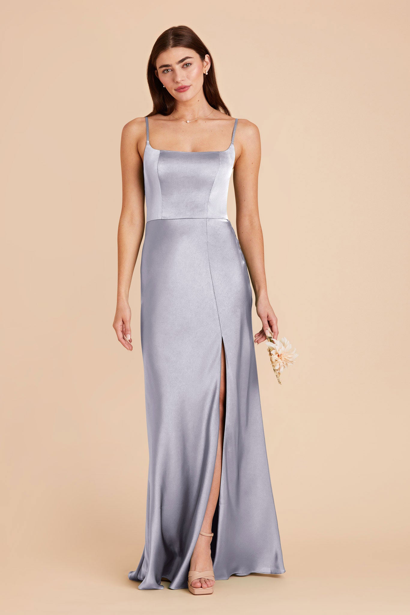 Periwinkle Blue Mai Matte Satin Dress by Birdy Grey