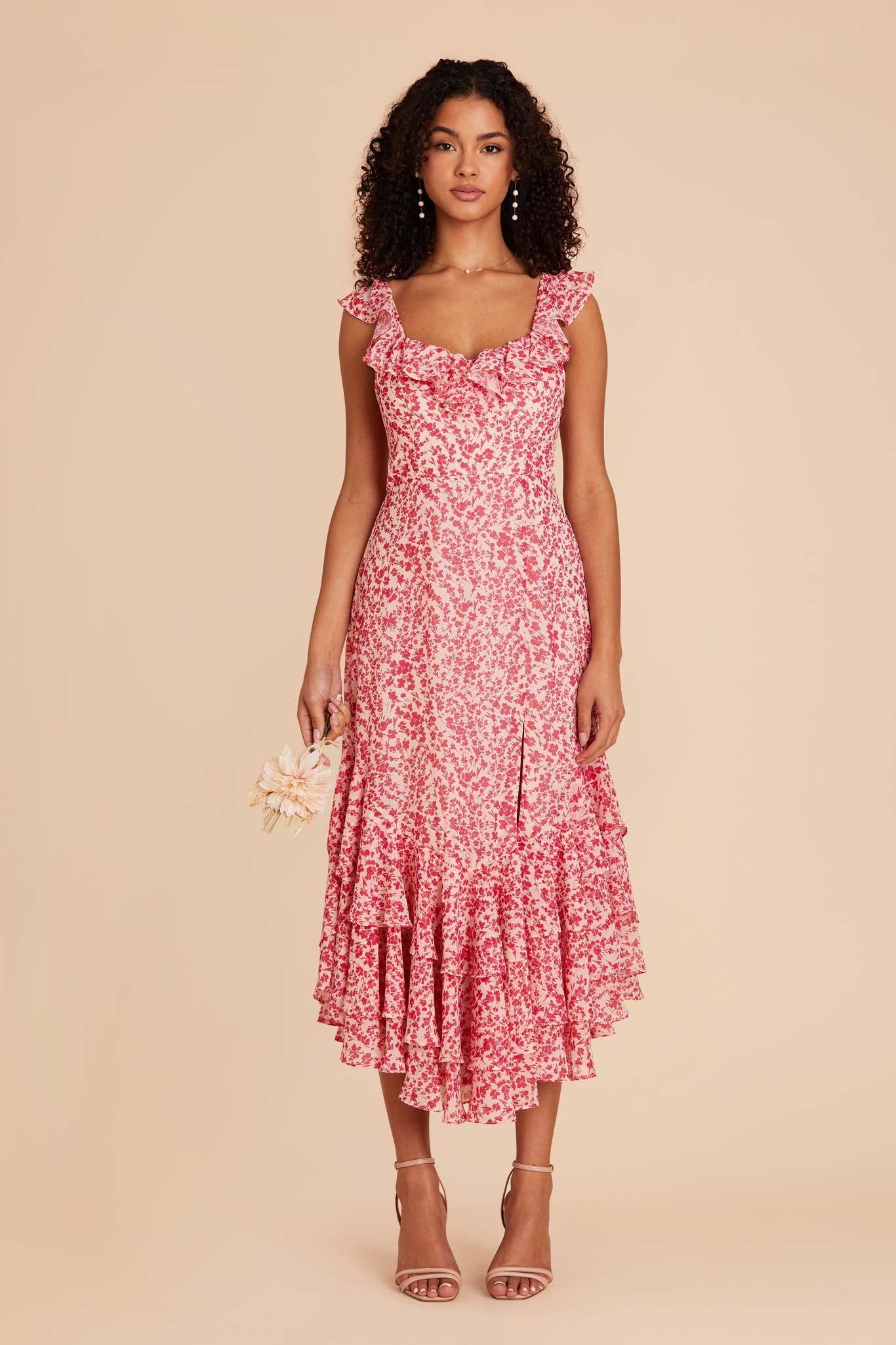 Pink Dreamy Ditsy Ginny Chiffon Dress by Birdy Grey