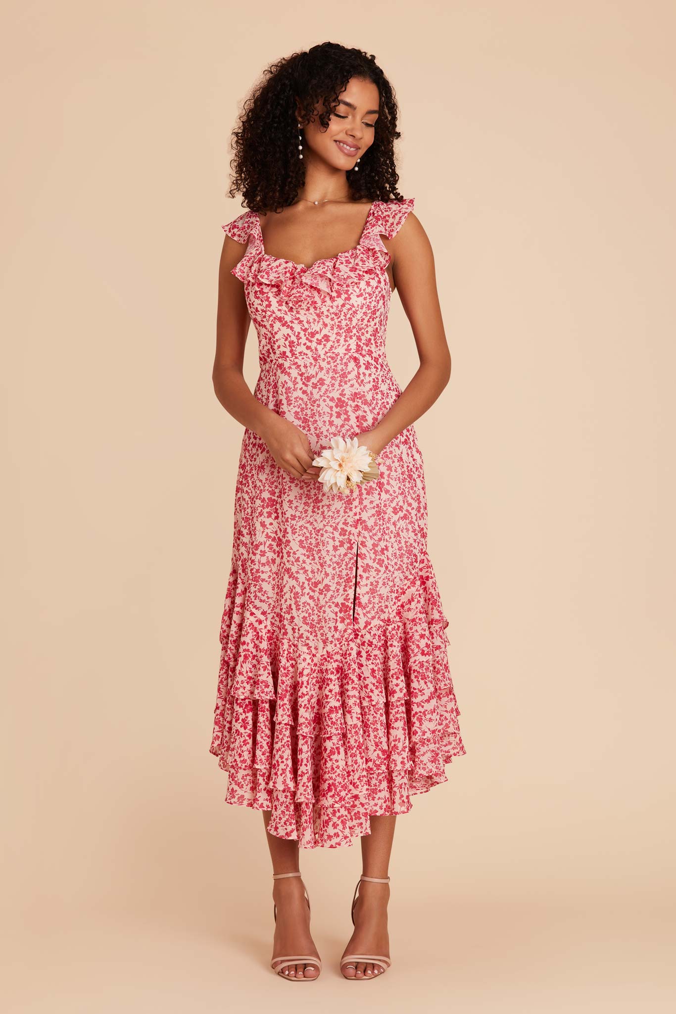 Pink Dreamy Ditsy Ginny Chiffon Dress by Birdy Grey