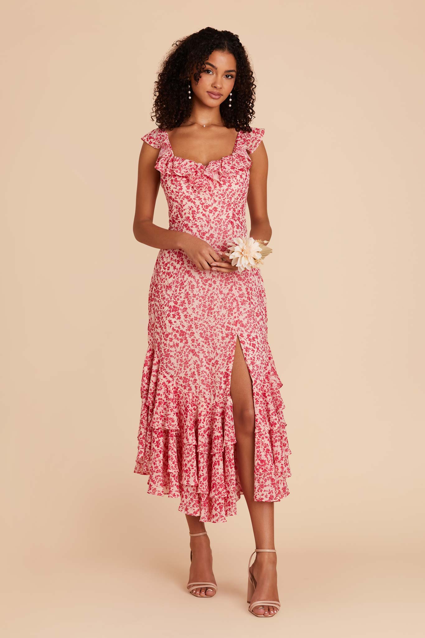 Pink Dreamy Ditsy Ginny Chiffon Dress by Birdy Grey