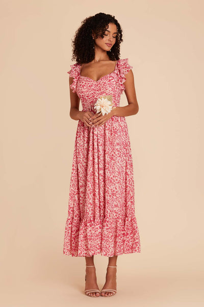 Pink Dreamy Ditsy Michelle Chiffon Dress by Birdy Grey