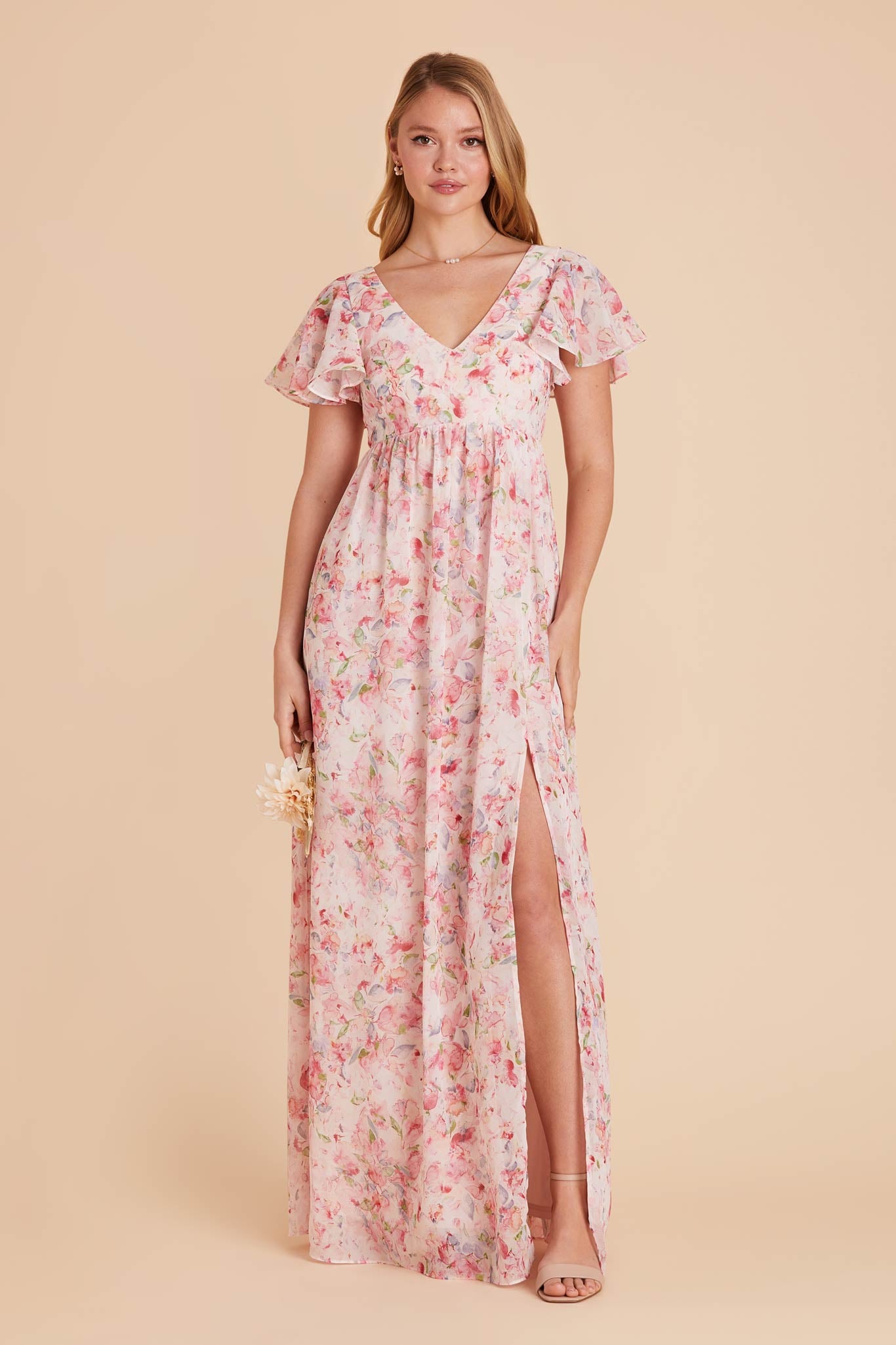 Pink Falling Petals Hannah Empire Dress by Birdy Grey