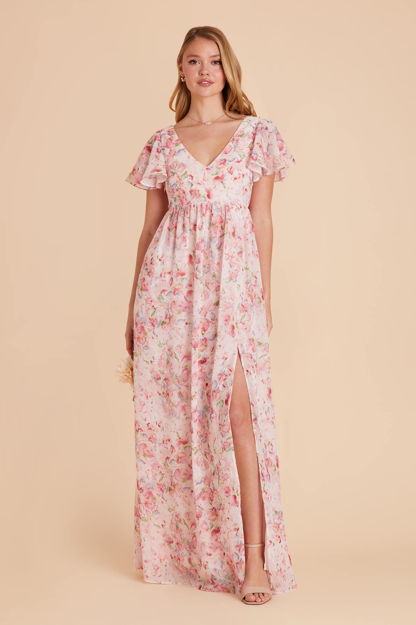 Pink Falling Petals Hannah Empire Dress by Birdy Grey