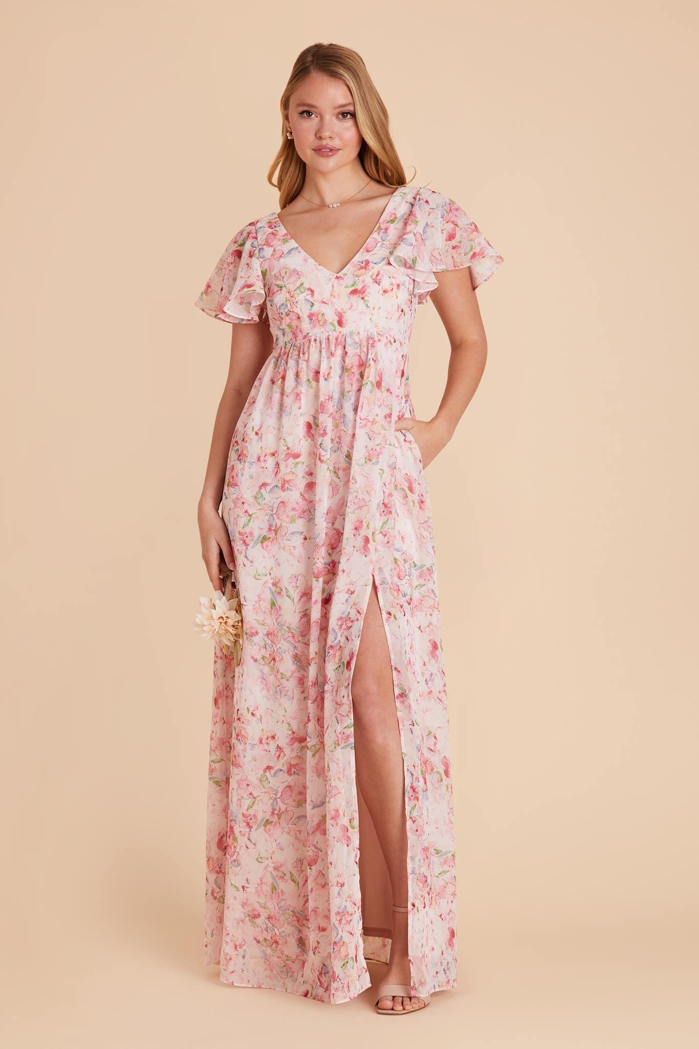 Pink Falling Petals Hannah Empire Dress by Birdy Grey