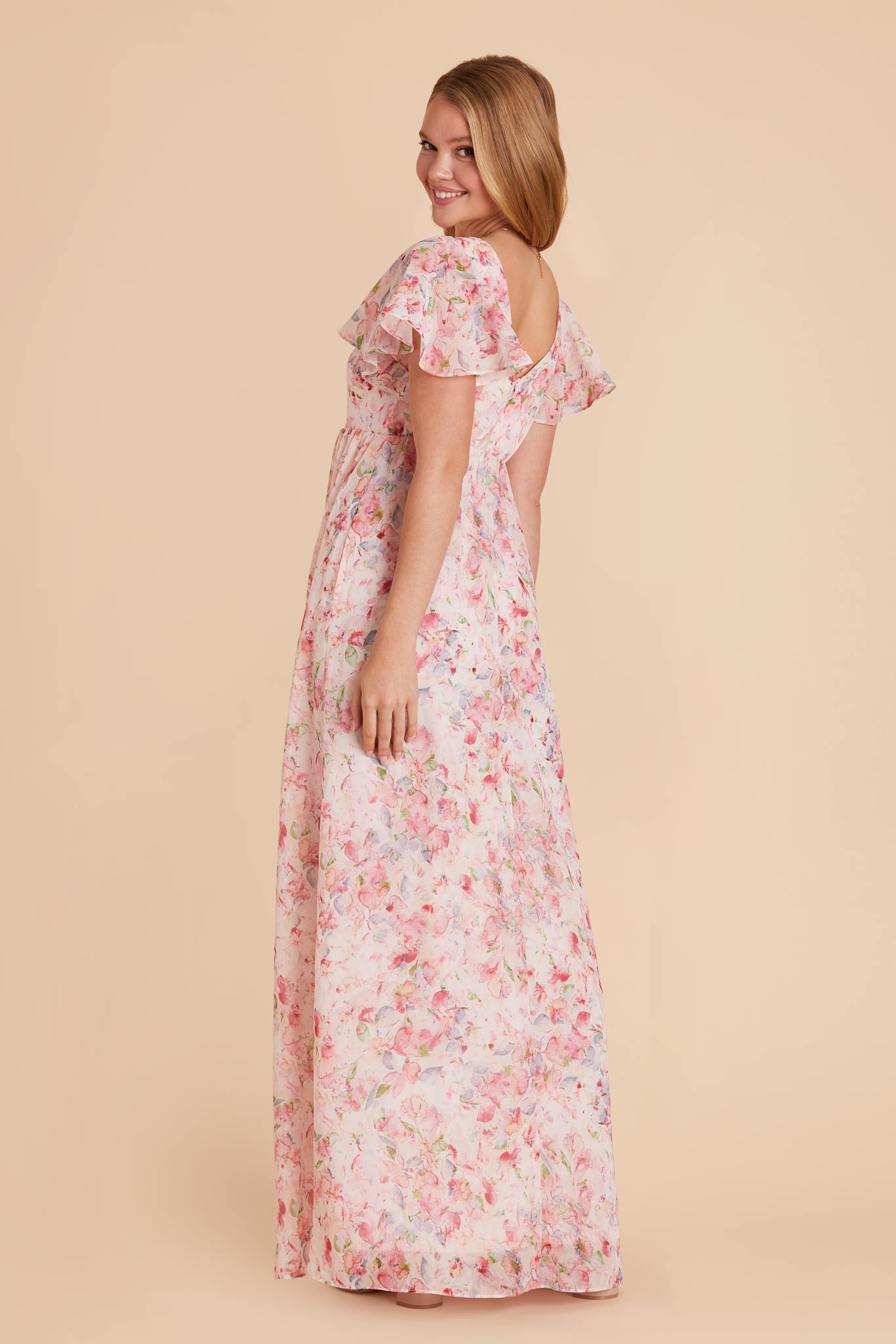 Pink Falling Petals Hannah Empire Dress by Birdy Grey