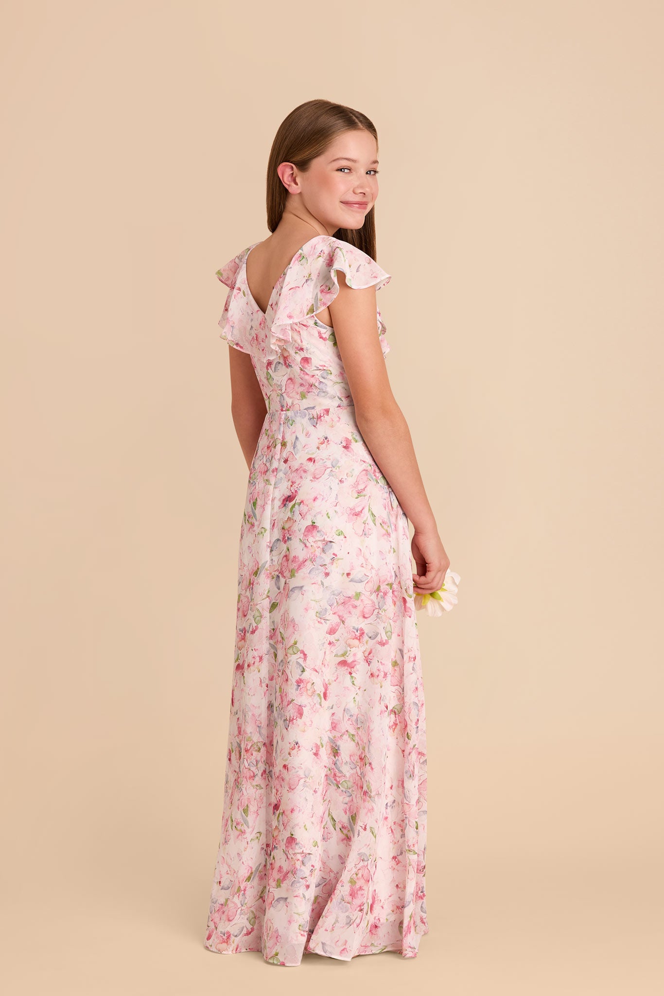 Jax Junior Chiffon Dress - Pink Falling Petals by Birdy Grey