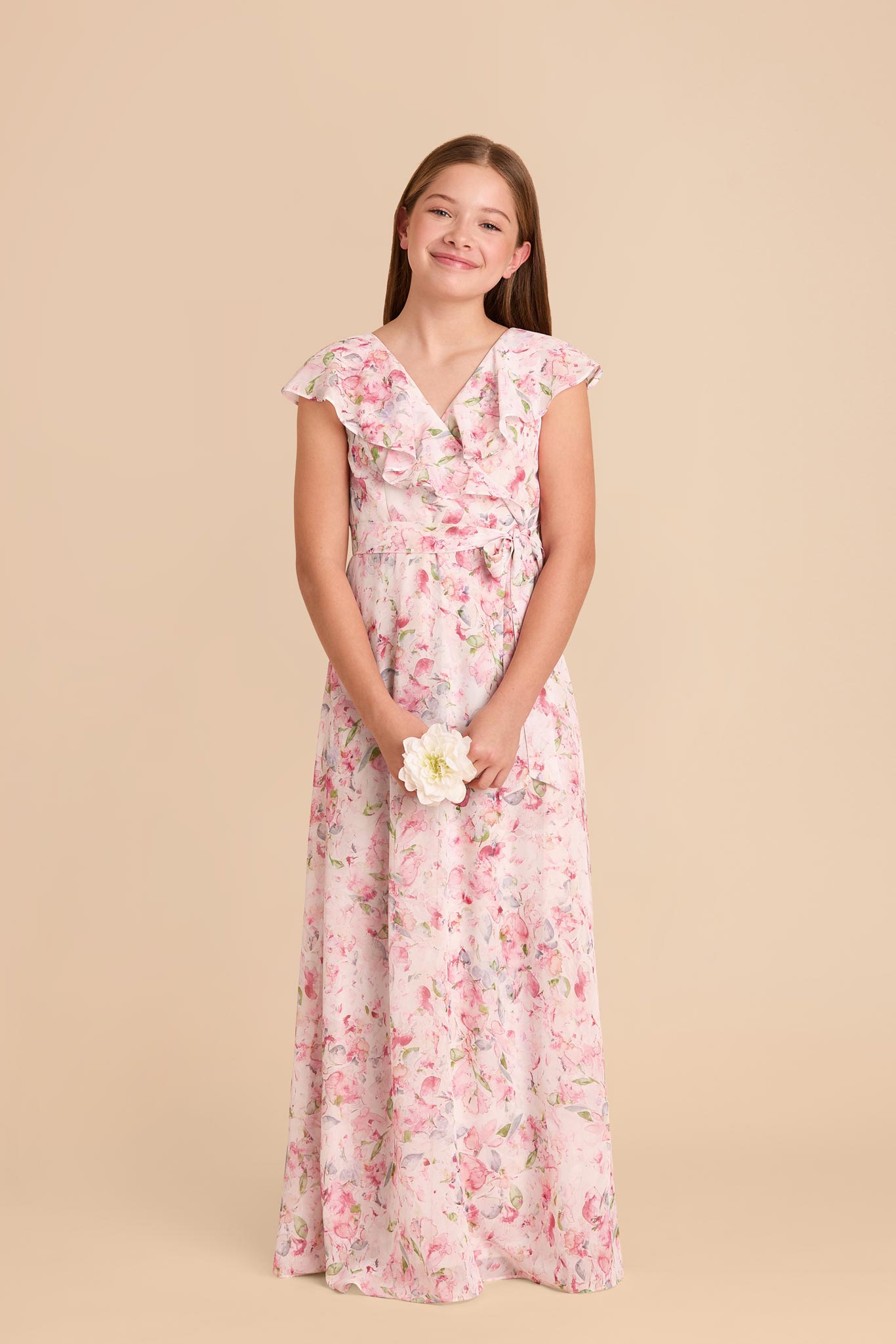 Jax Junior Chiffon Dress - Pink Falling Petals by Birdy Grey