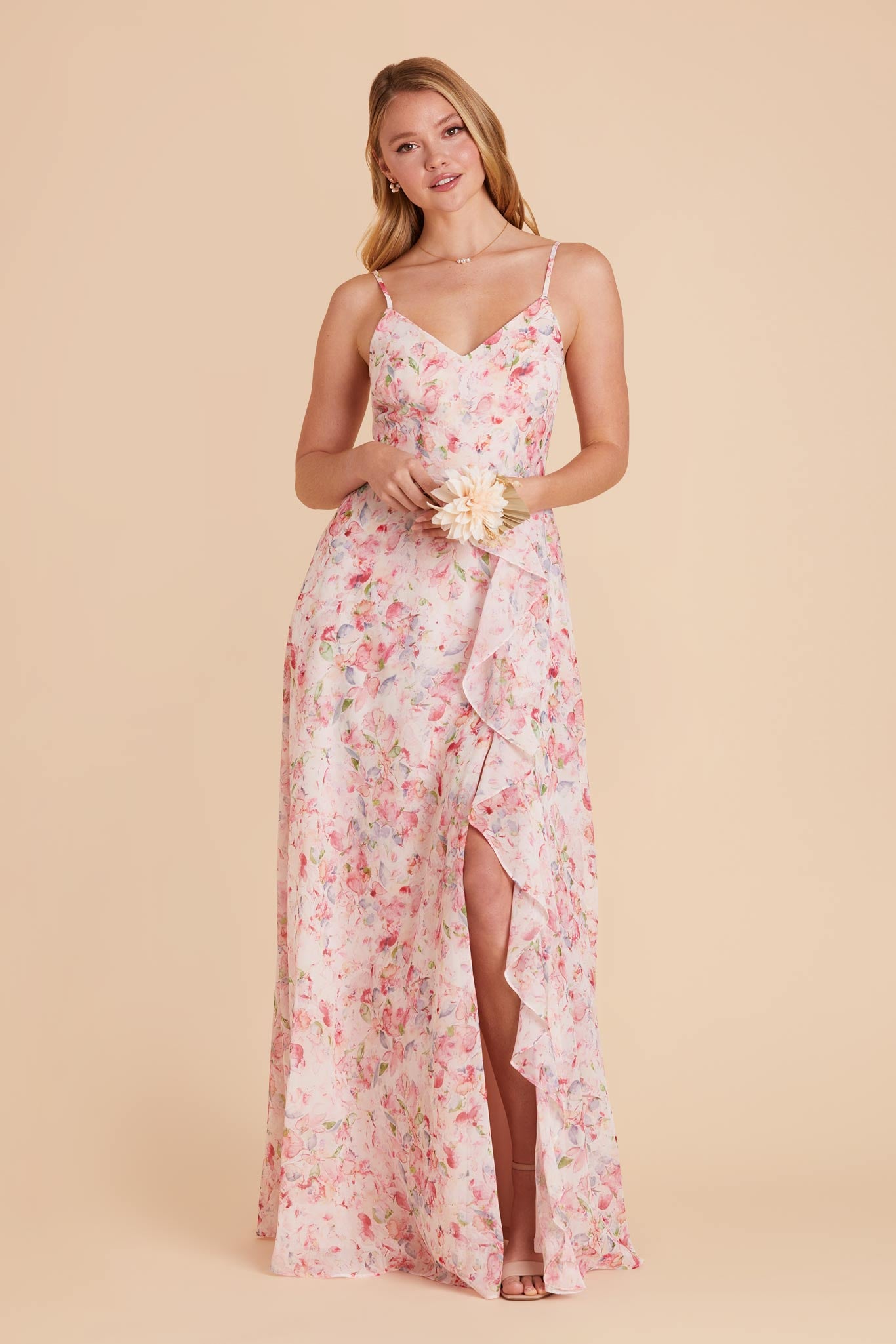 Pink Falling Petals Theresa Chiffon Dress by Birdy Grey