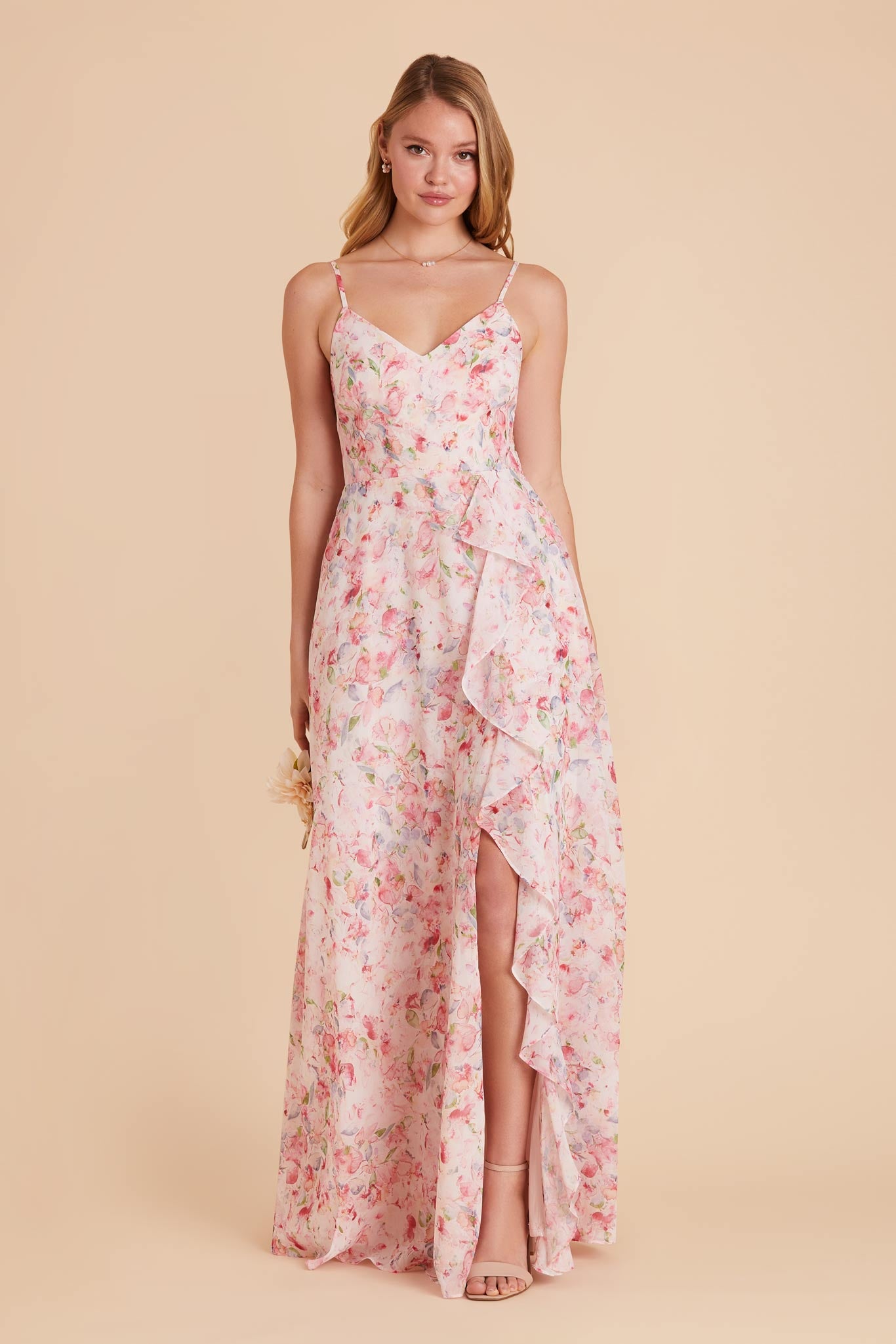 Pink Falling Petals Theresa Chiffon Dress by Birdy Grey