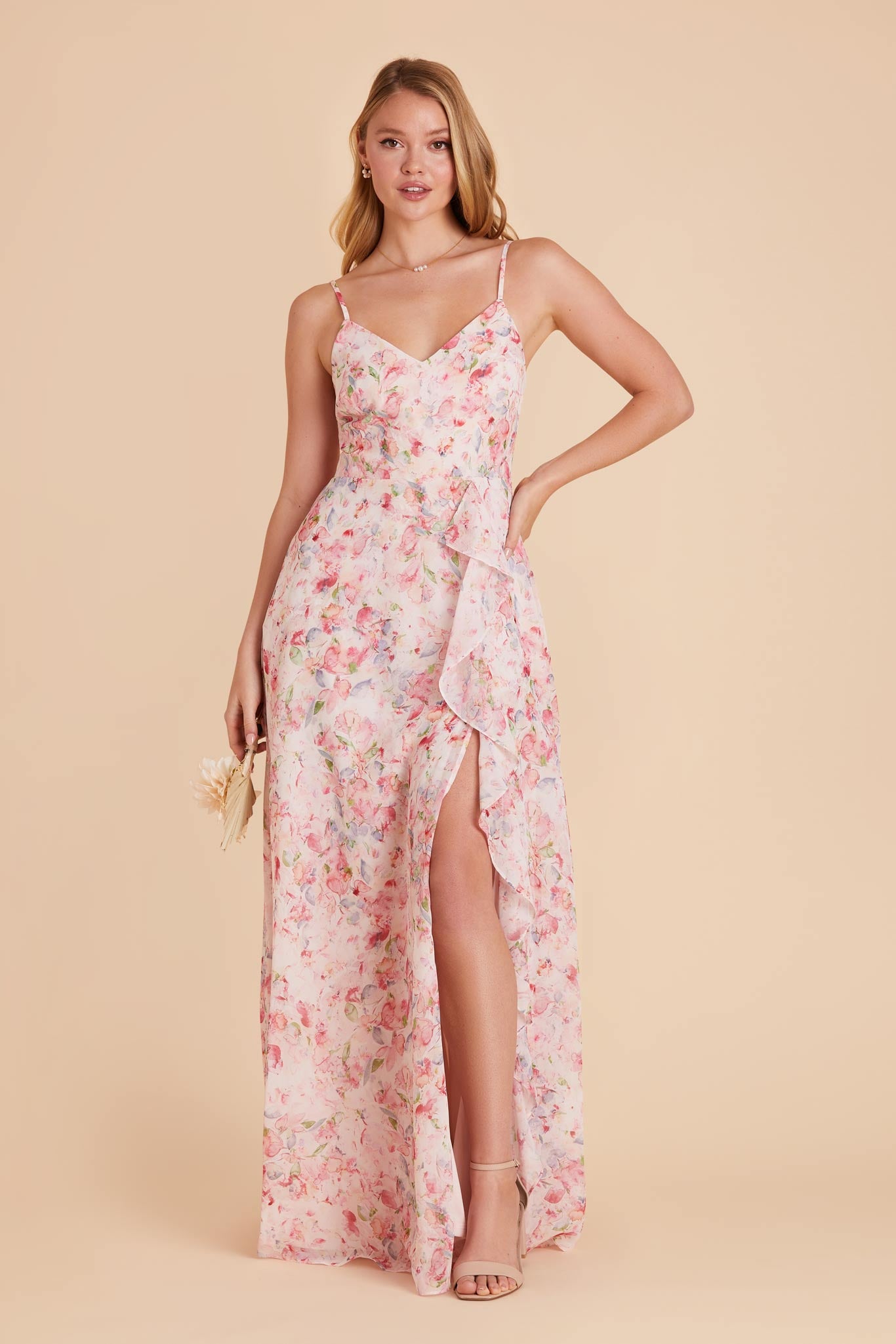 Pink Falling Petals Theresa Chiffon Dress by Birdy Grey