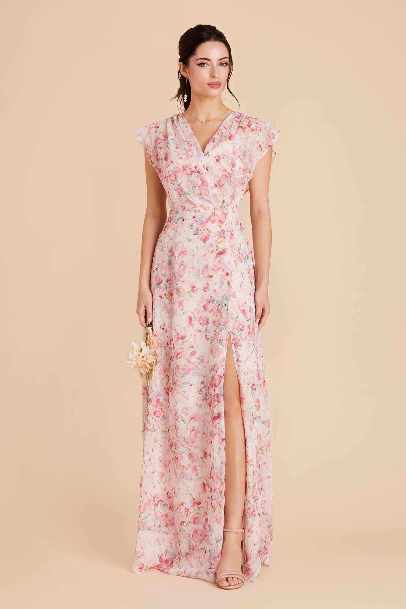 Pink Falling Petals Violet Chiffon Dress by Birdy Grey