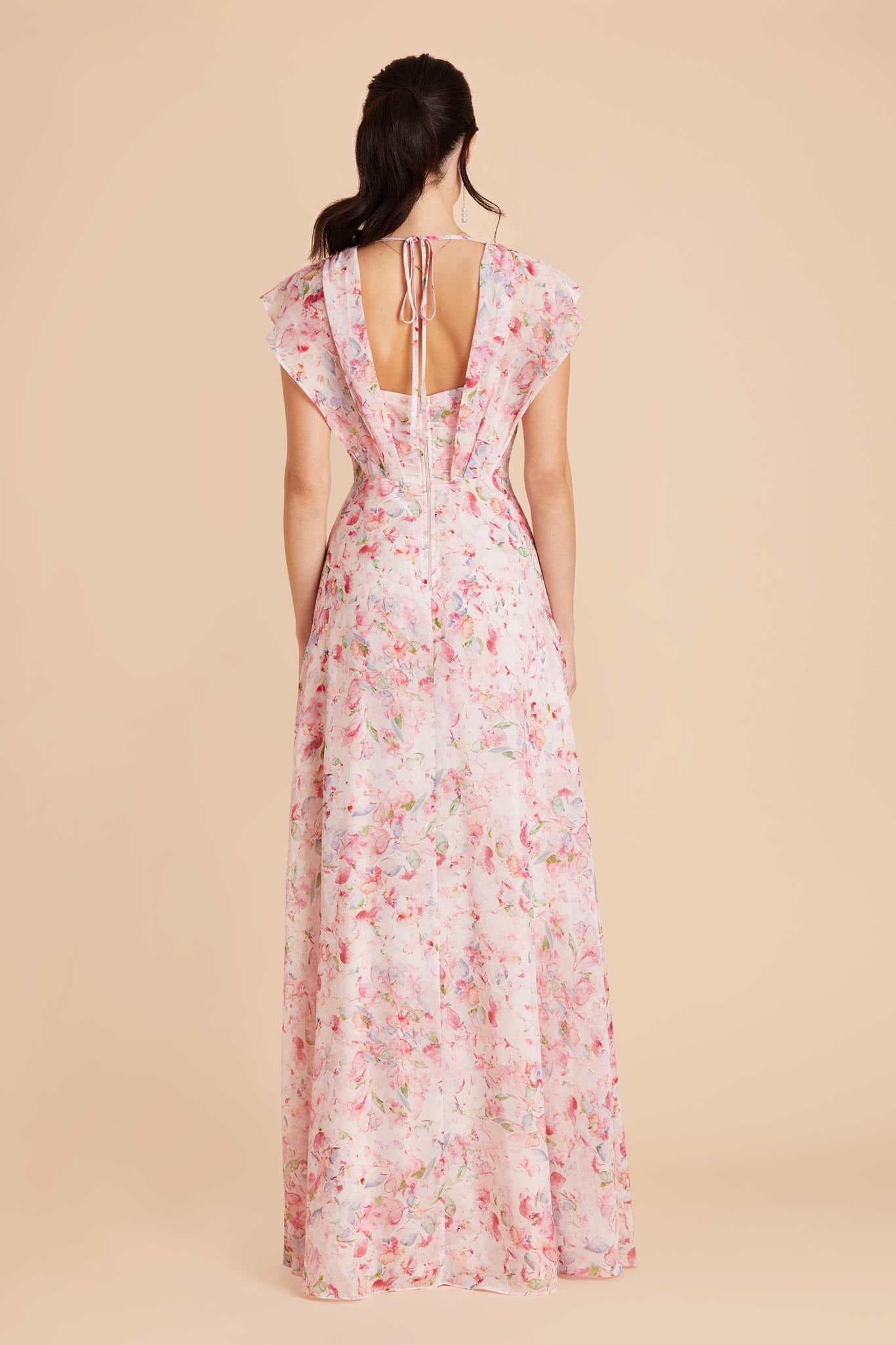 Pink Falling Petals Violet Chiffon Dress by Birdy Grey