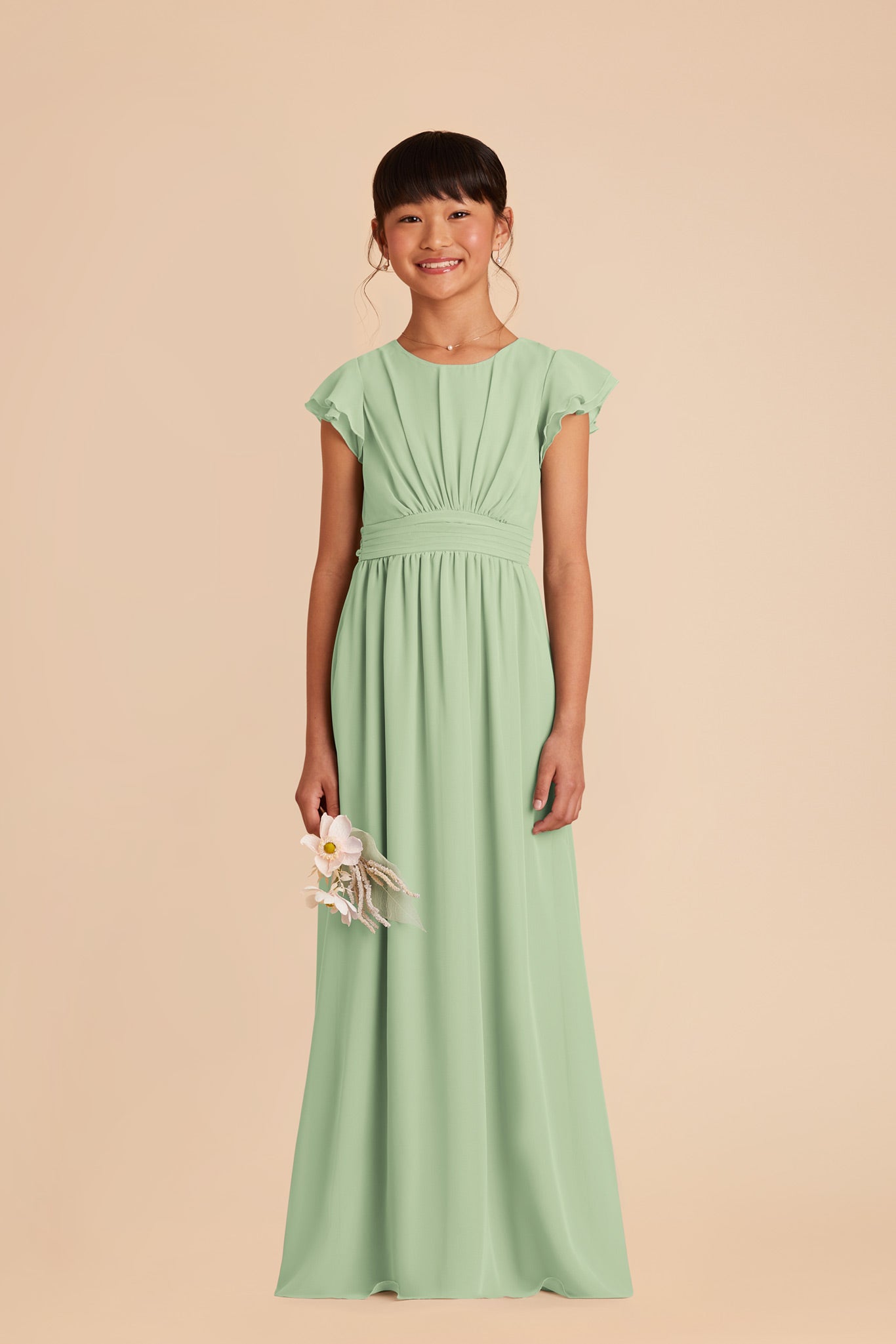 Pistachio Celine Junior Chiffon Dress by Birdy Grey