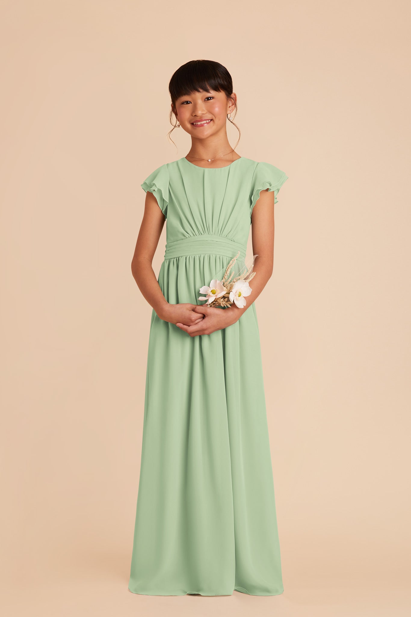 Pistachio Celine Junior Chiffon Dress by Birdy Grey