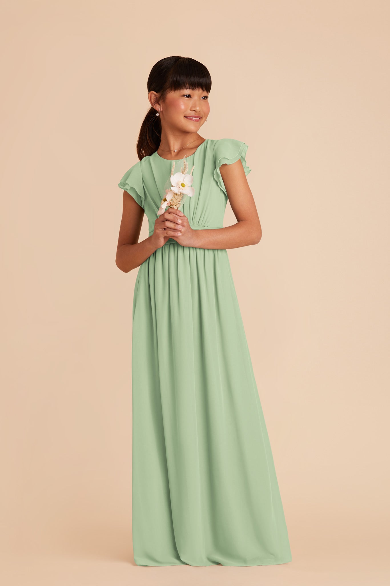 Pistachio Celine Junior Chiffon Dress by Birdy Grey