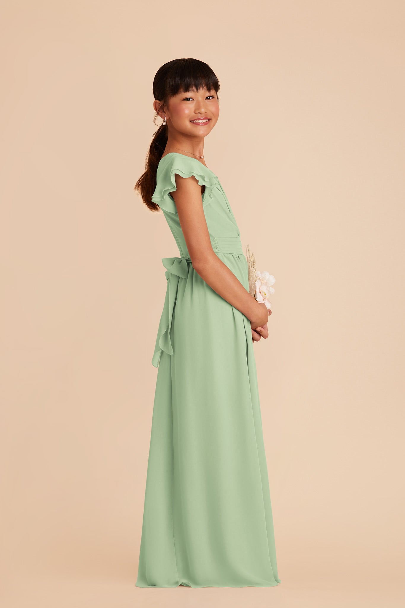 Pistachio Celine Junior Chiffon Dress by Birdy Grey