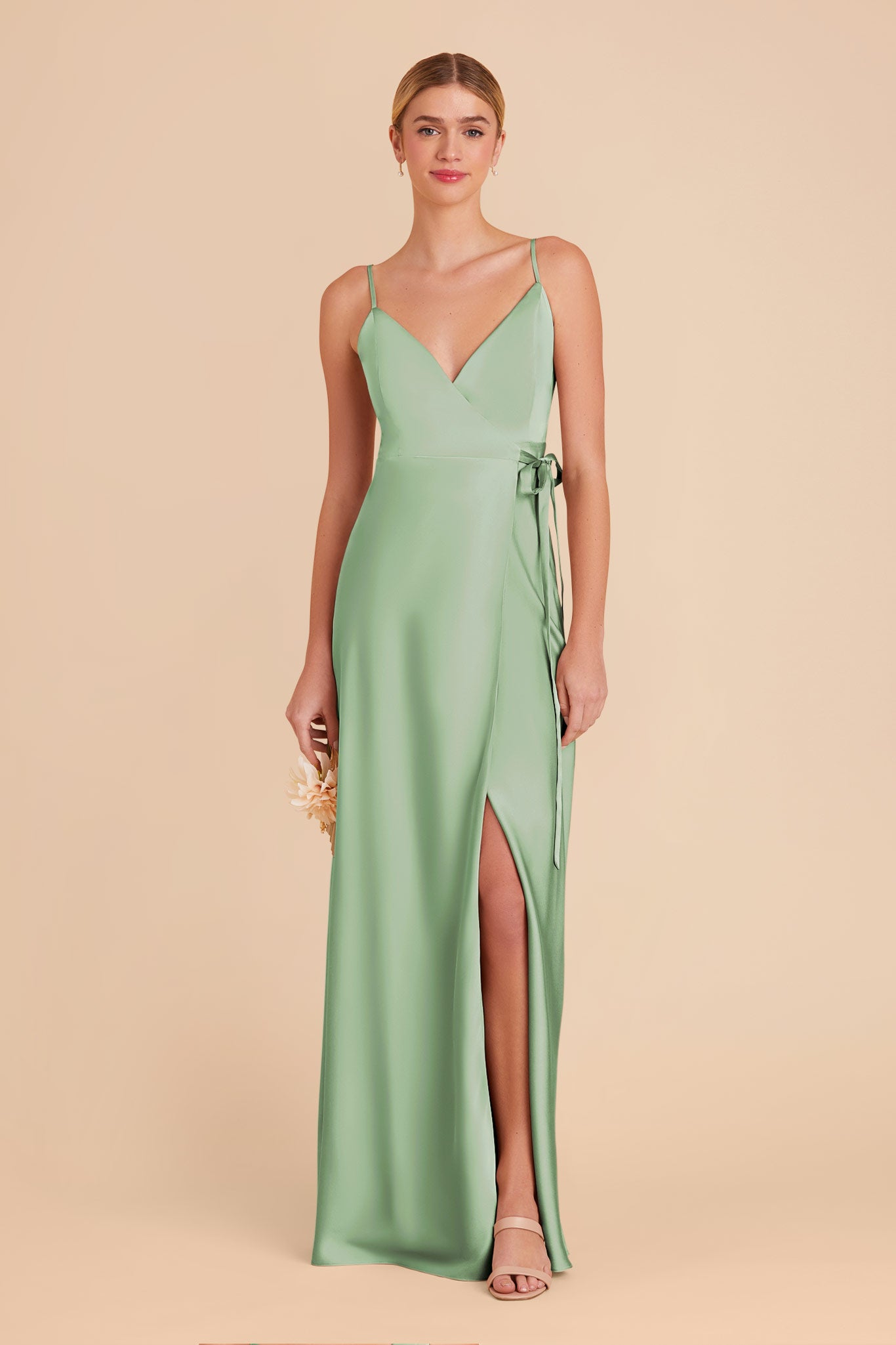 Pistachio Cindy Matte Satin Dress by Birdy Grey