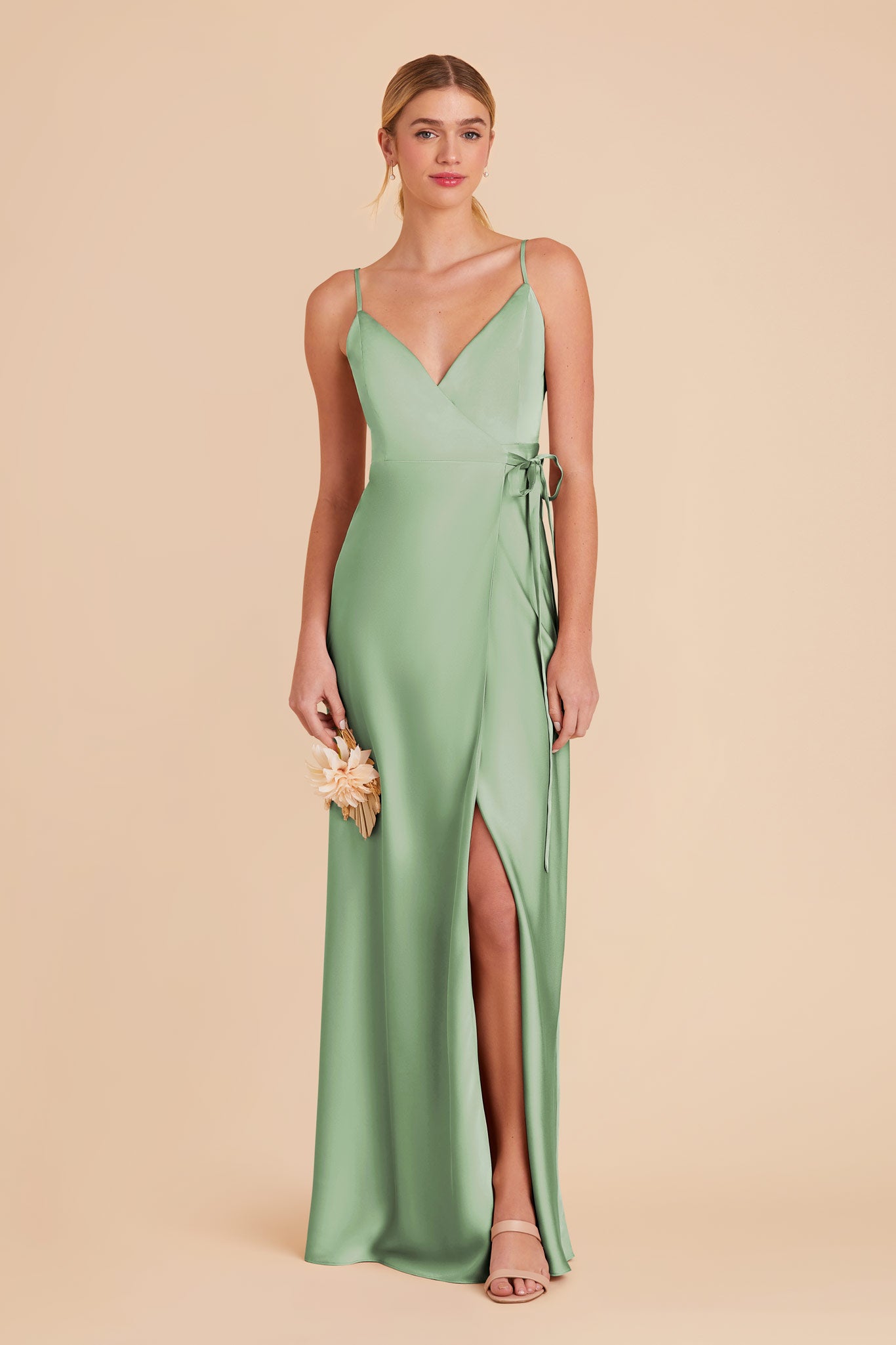 Pistachio Cindy Matte Satin Dress by Birdy Grey