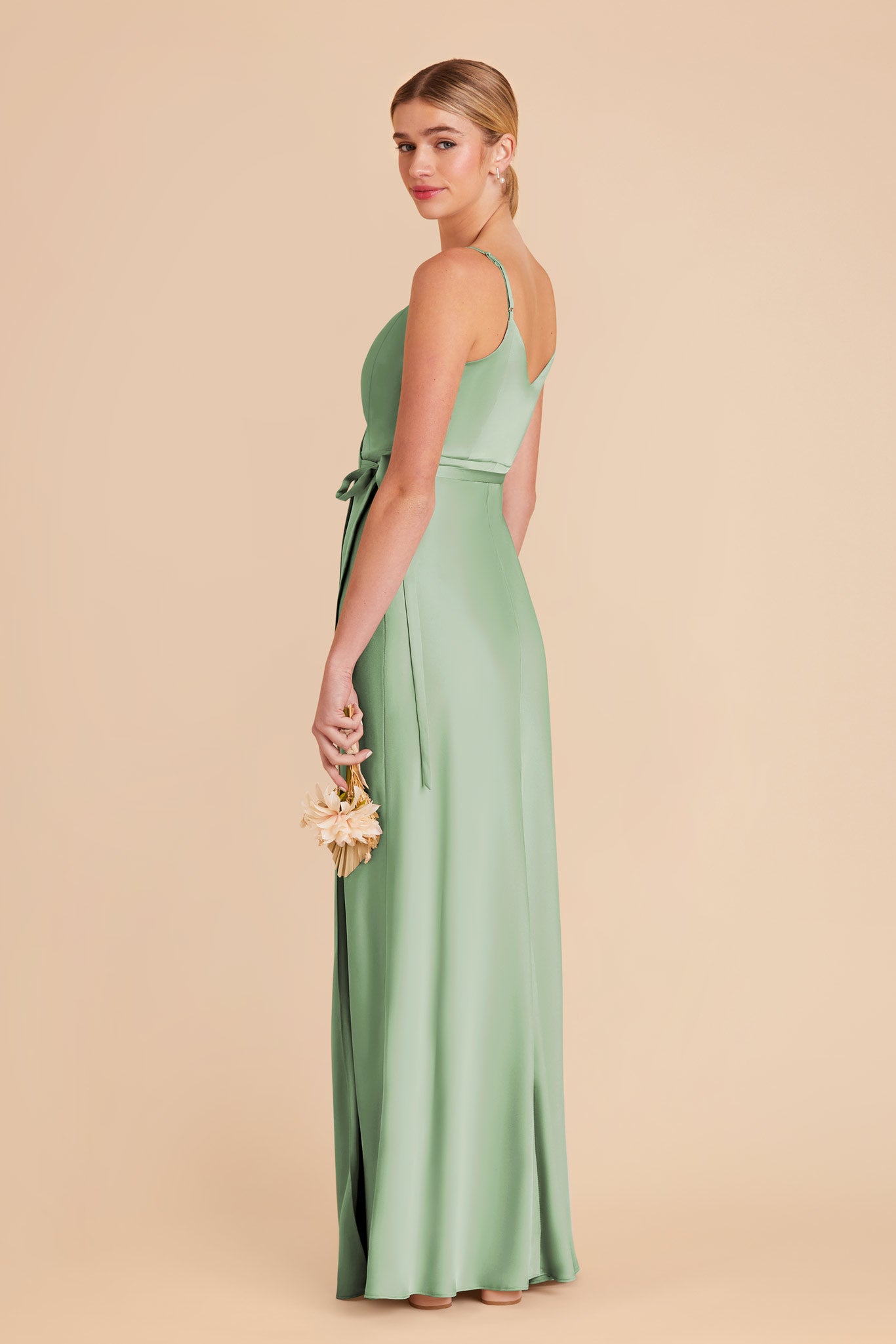 Pistachio Cindy Matte Satin Dress by Birdy Grey