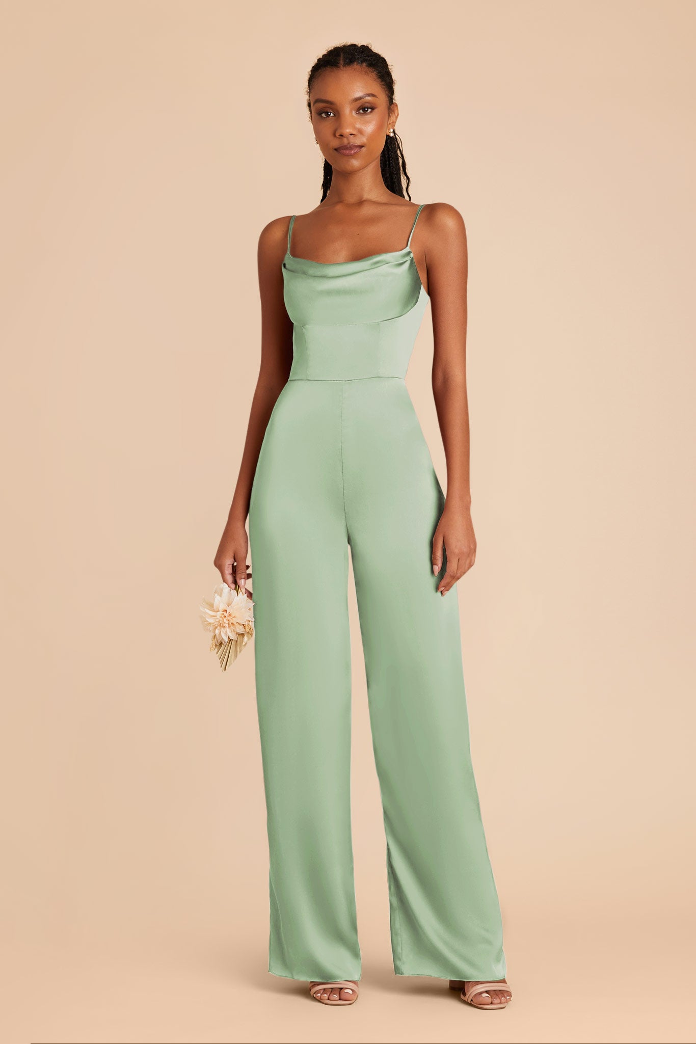 Pistachio Donna Matte Satin Dress by Birdy Grey