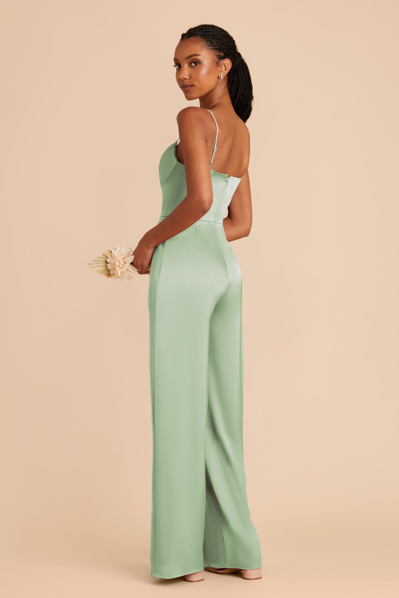 Pistachio Donna Matte Satin Dress by Birdy Grey