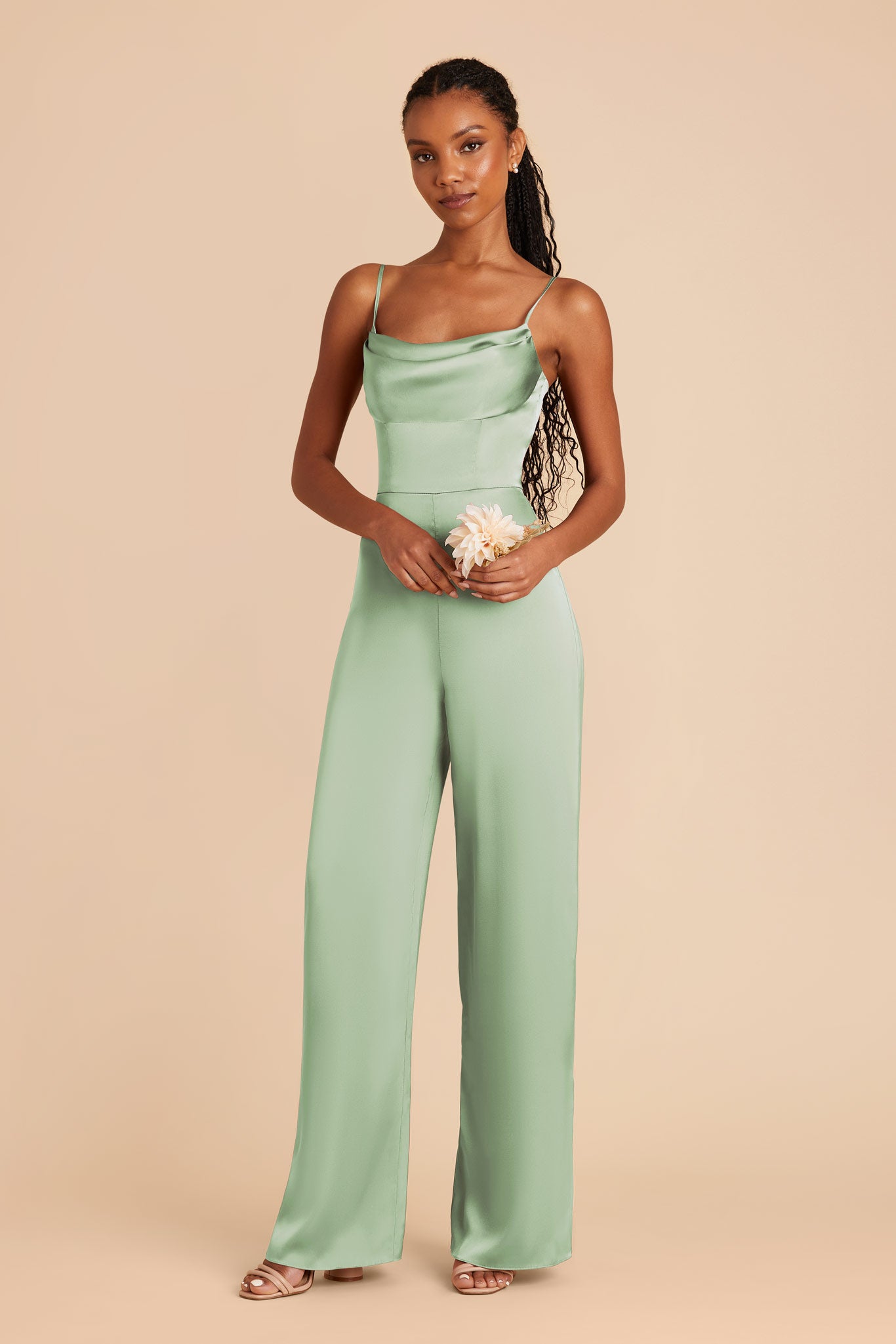 Pistachio Donna Matte Satin Dress by Birdy Grey