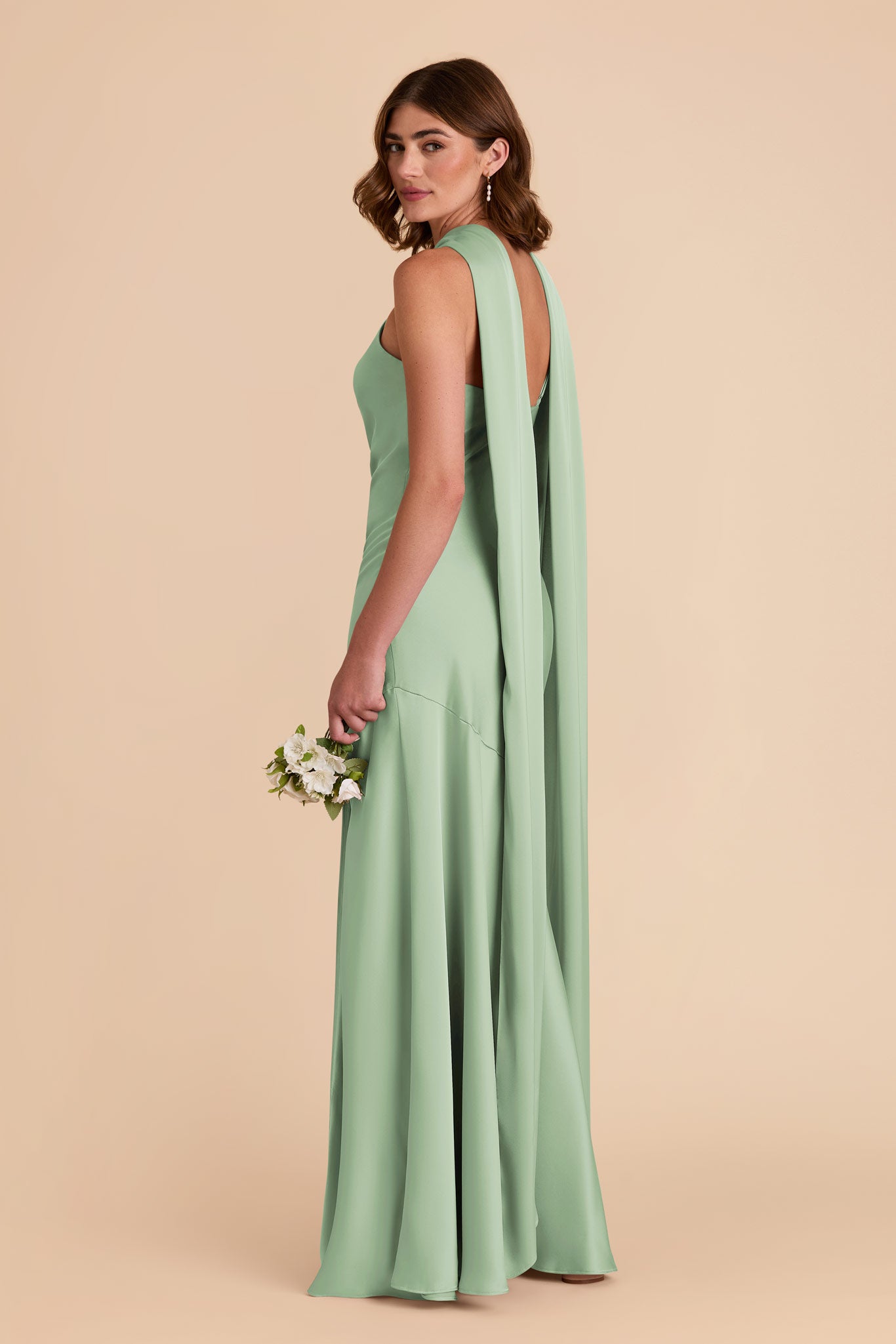 Pistachio Eileen Matte Satin Dress by Birdy Grey