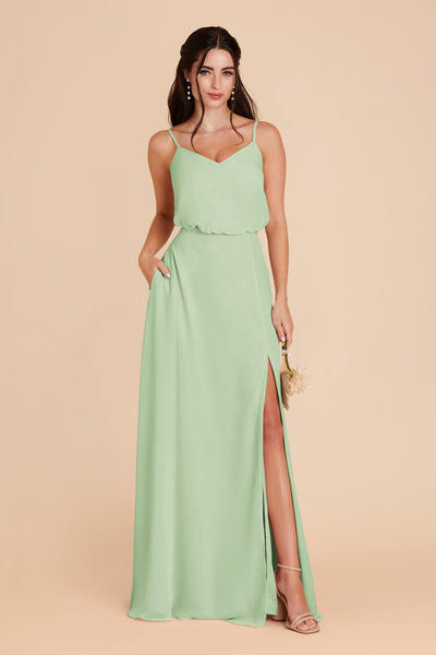 Pistachio Gwennie Chiffon Dress With Slit by Birdy Grey