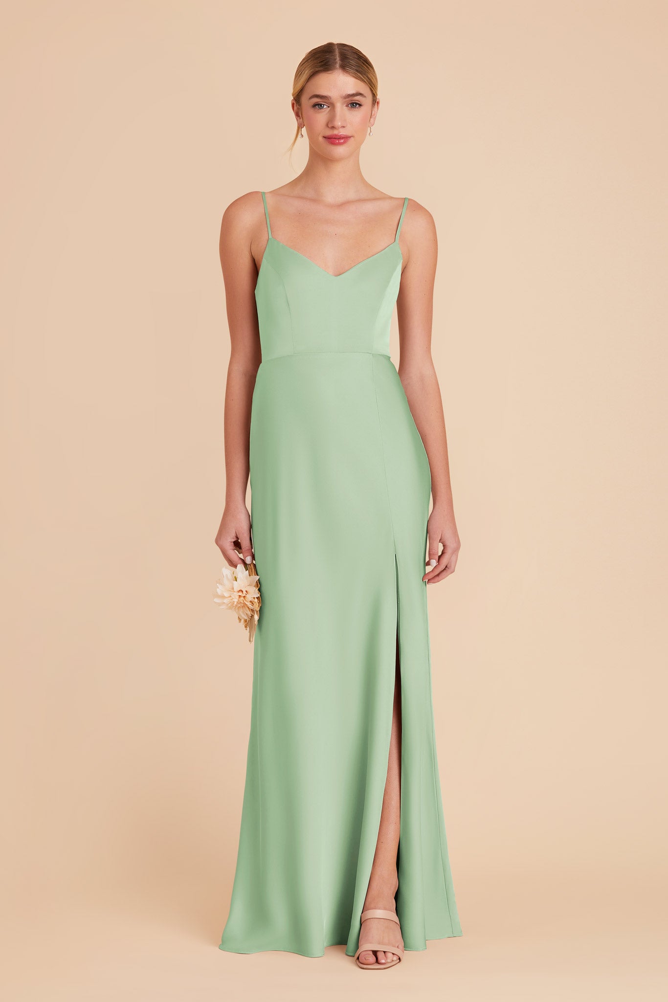 Pistachio Jay Matte Satin Dress by Birdy Grey