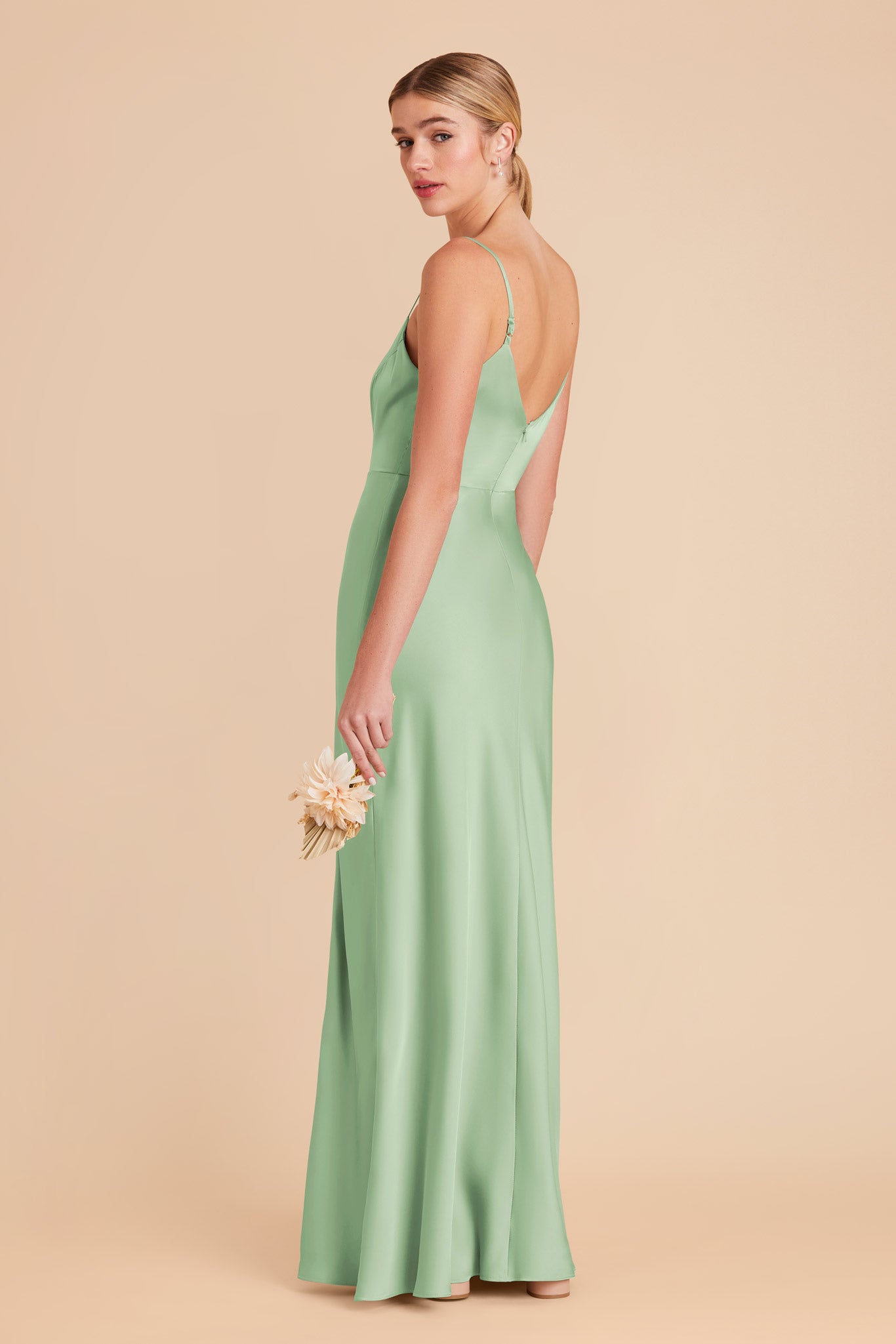 Pistachio Jay Matte Satin Dress by Birdy Grey