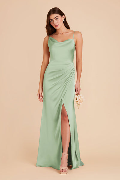 Pistachio Jennifer Matte Satin Dress by Birdy Grey