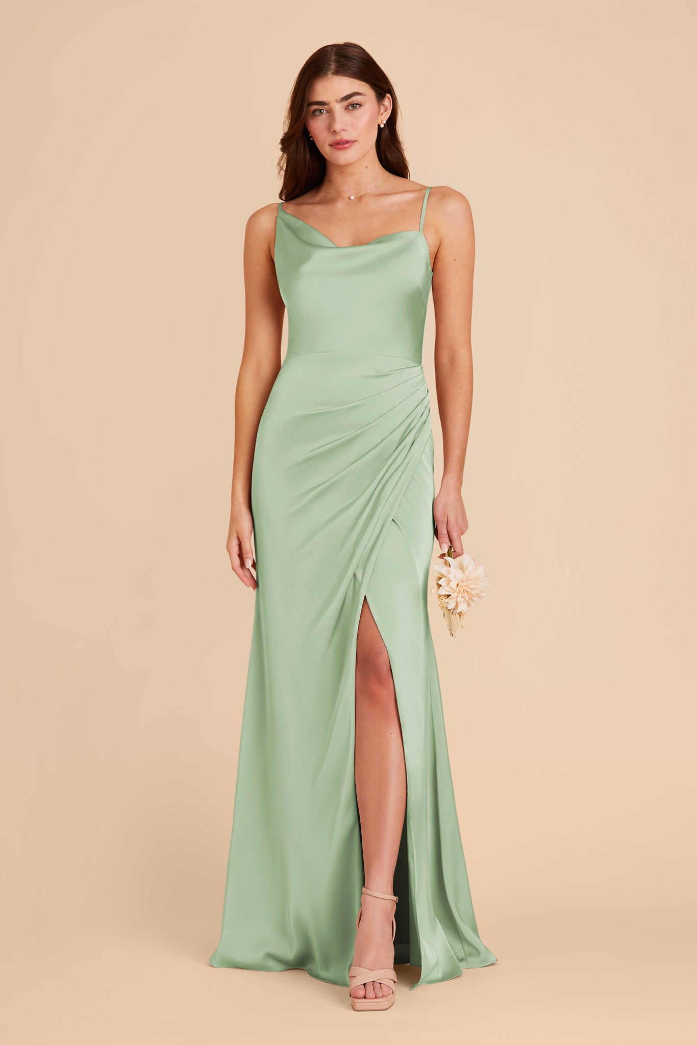 Pistachio Jennifer Matte Satin Dress by Birdy Grey