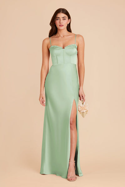 Pistachio Jessica Matte Satin Dress by Birdy Grey