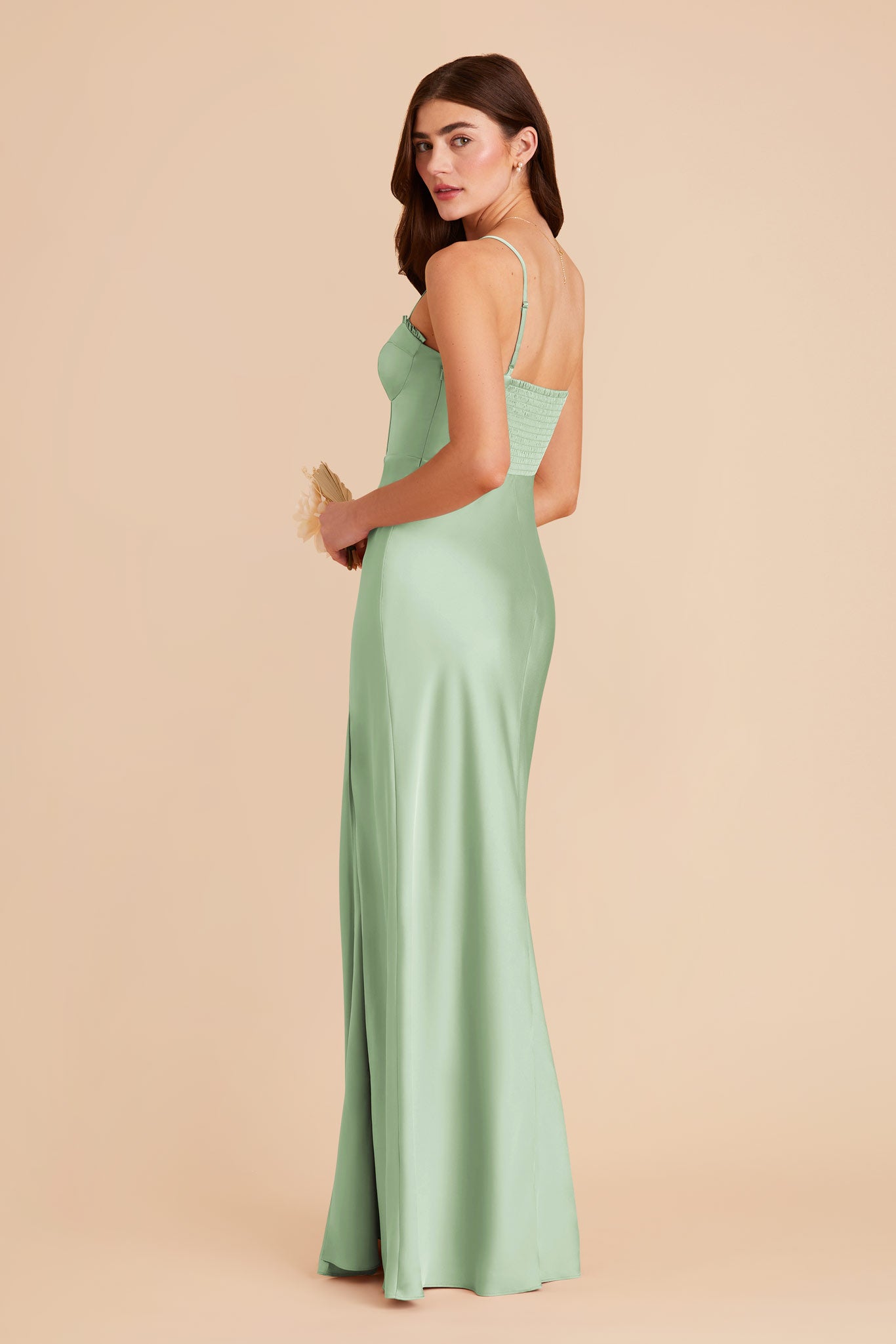 Pistachio Jessica Matte Satin Dress by Birdy Grey