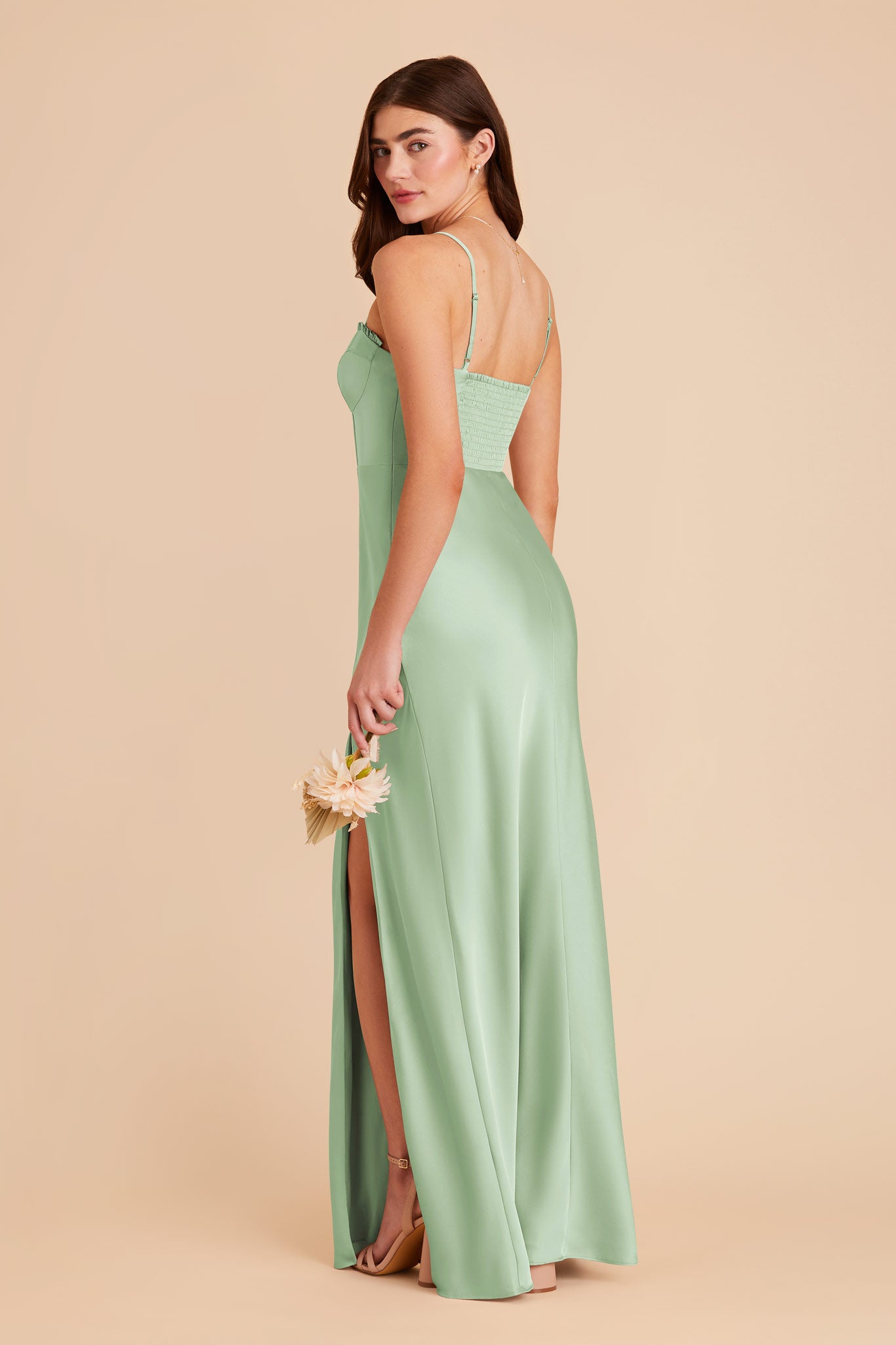 Pistachio Jessica Matte Satin Dress by Birdy Grey