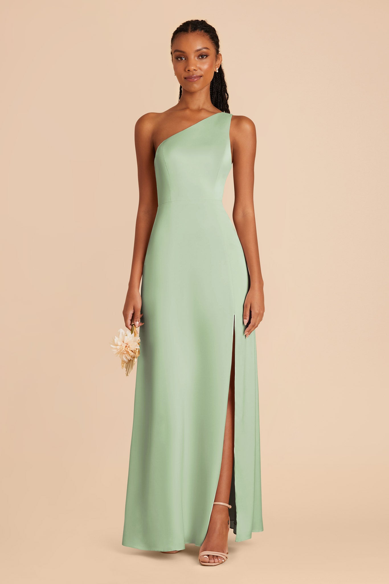 Pistachio Kira Matte Satin Dress by Birdy Grey