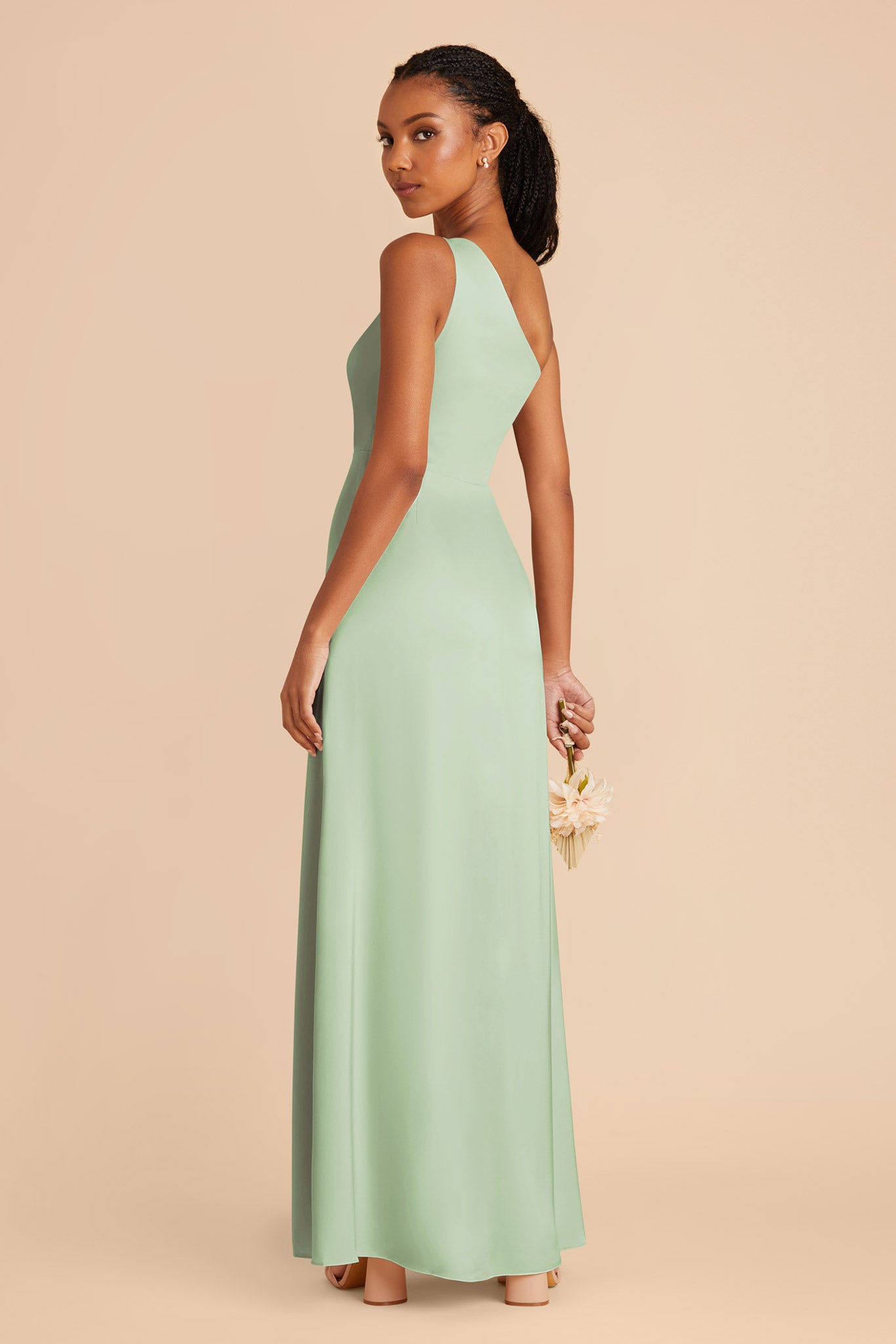 Pistachio Kira Matte Satin Dress by Birdy Grey