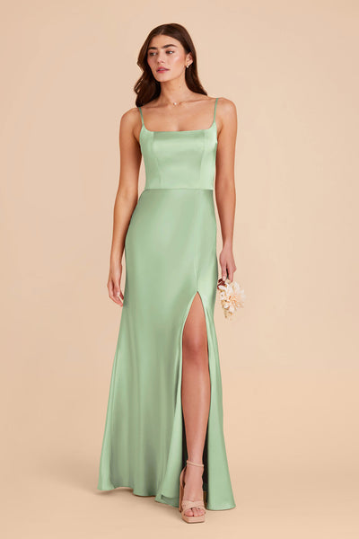 Pistachio Mai Matte Satin Dress by Birdy Grey