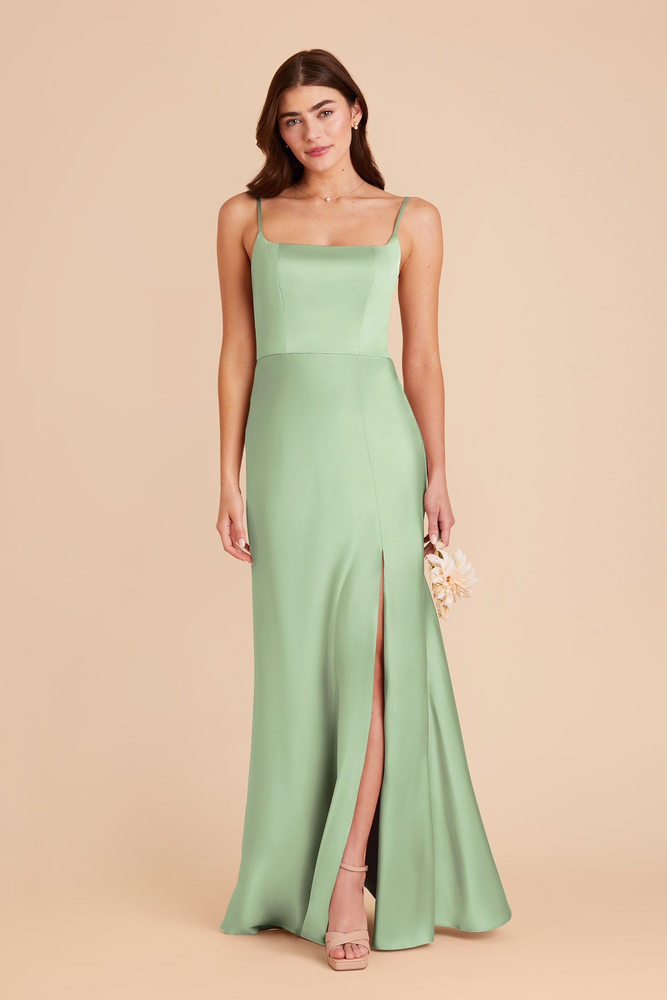 Pistachio Mai Matte Satin Dress by Birdy Grey