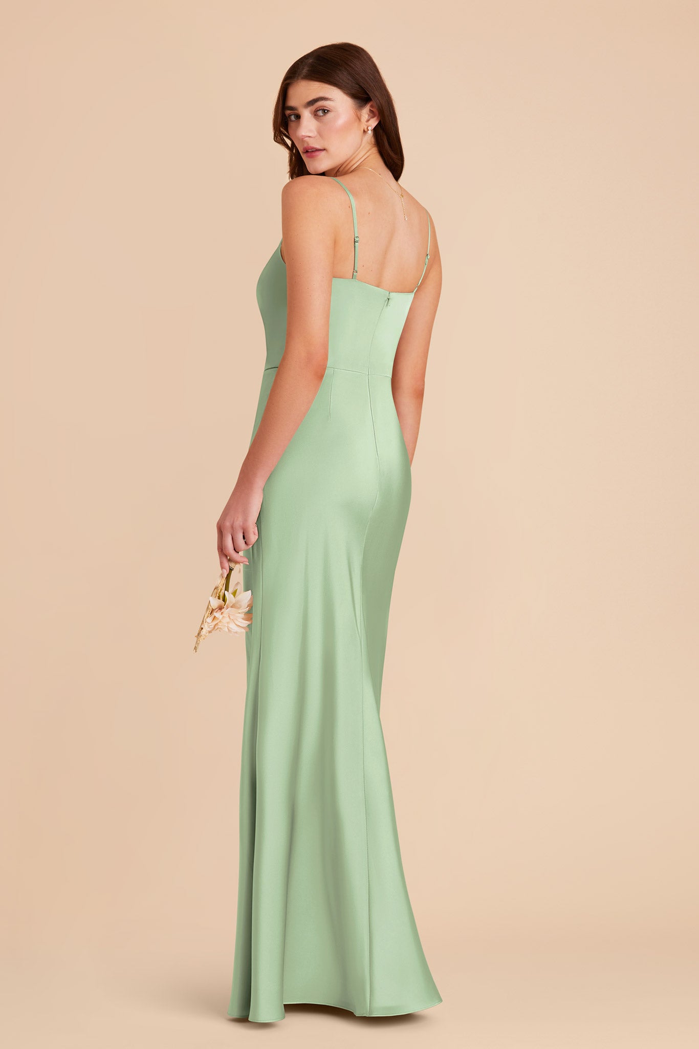 Pistachio Mai Matte Satin Dress by Birdy Grey