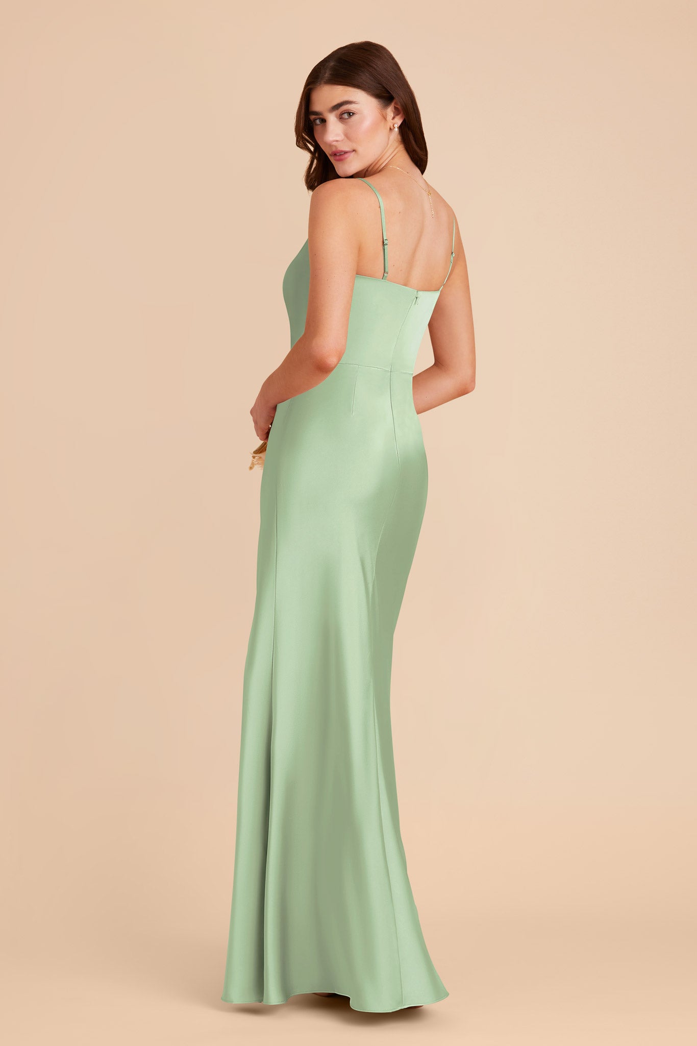 Pistachio Mai Matte Satin Dress by Birdy Grey