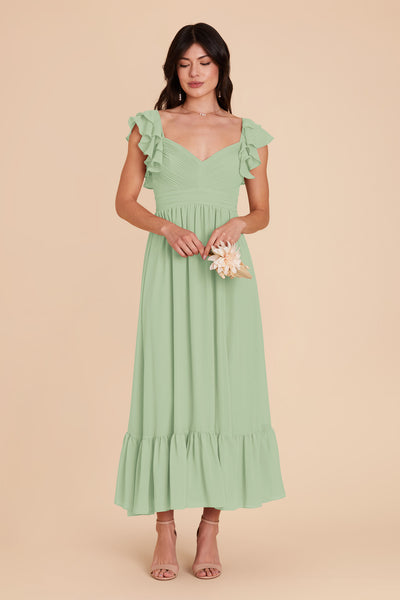 Pistachio Michelle Chiffon Dress by Birdy Grey