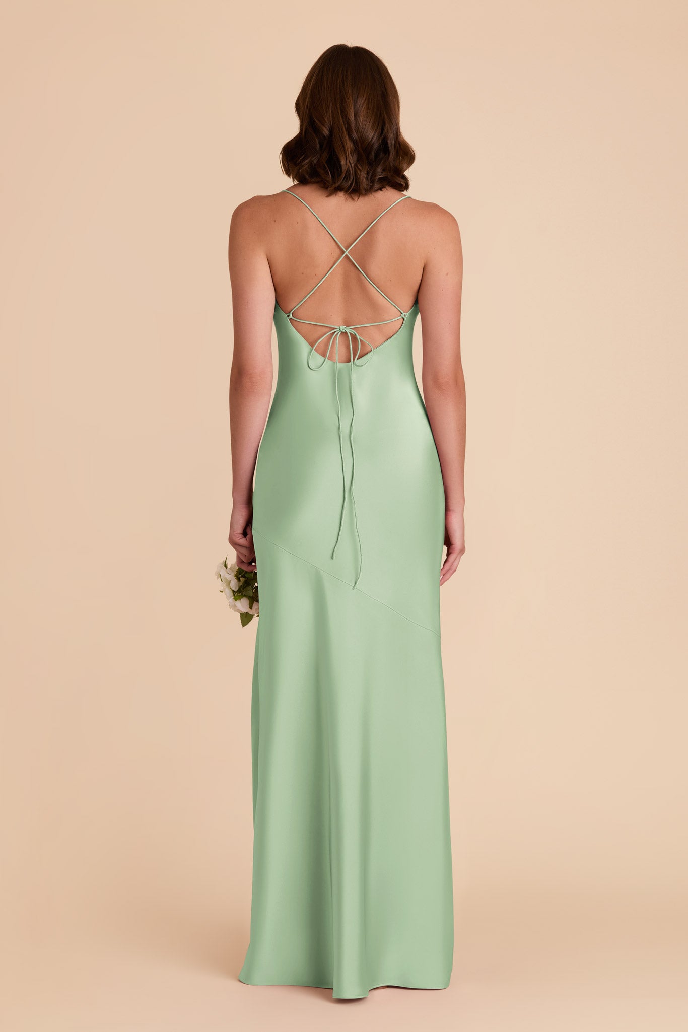 Pistachio Olivia Matte Satin Dress by Birdy Grey